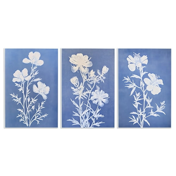 Stupell Industries Varied Cerulean Botanicals Plants & Flowers Painting Unframed Art Print Wall Art, 10 x 15, Set of 3