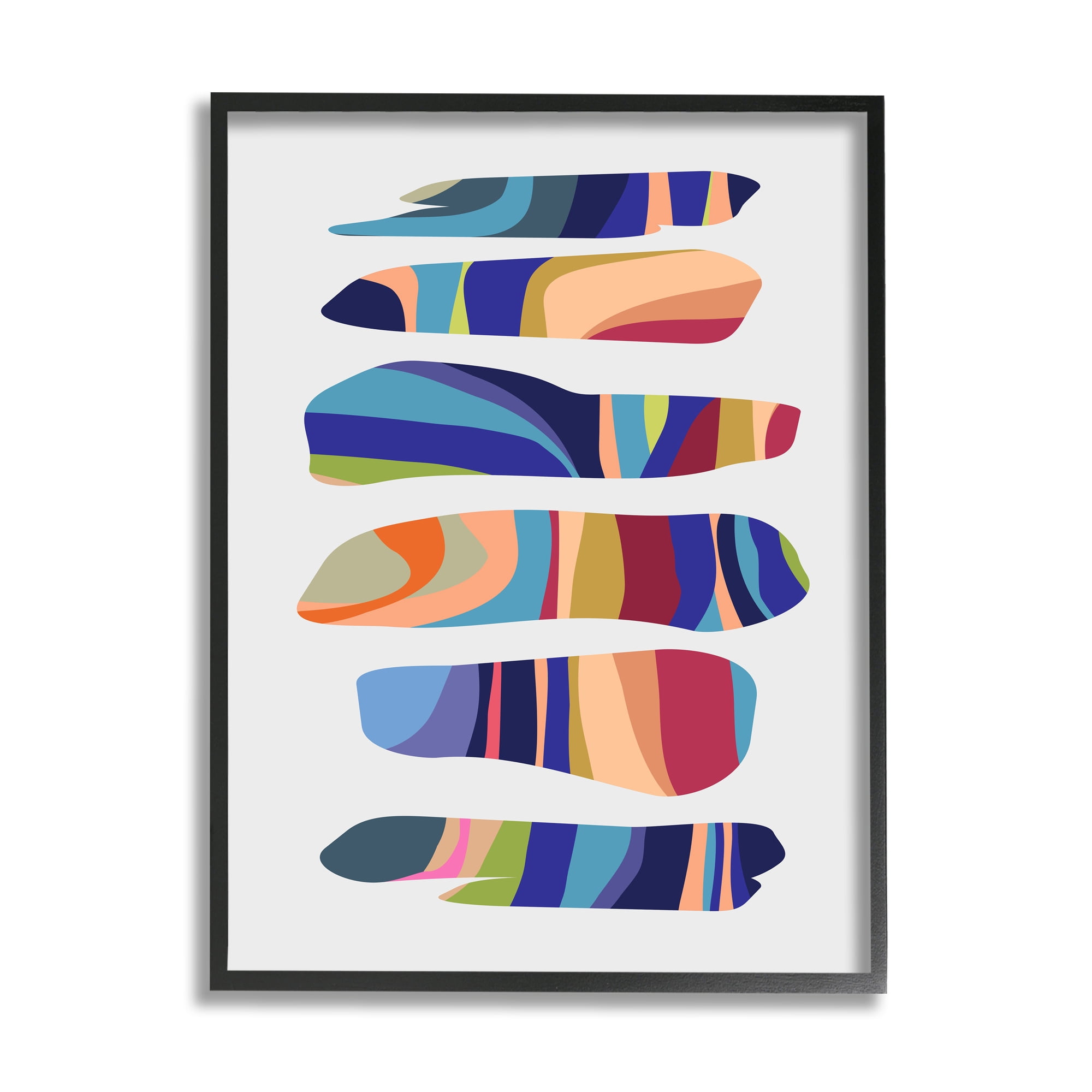 Stupell Industries Varied Contemporary Shapes Abstract Painting Black Framed Art Print Wall Art, 11 x 14