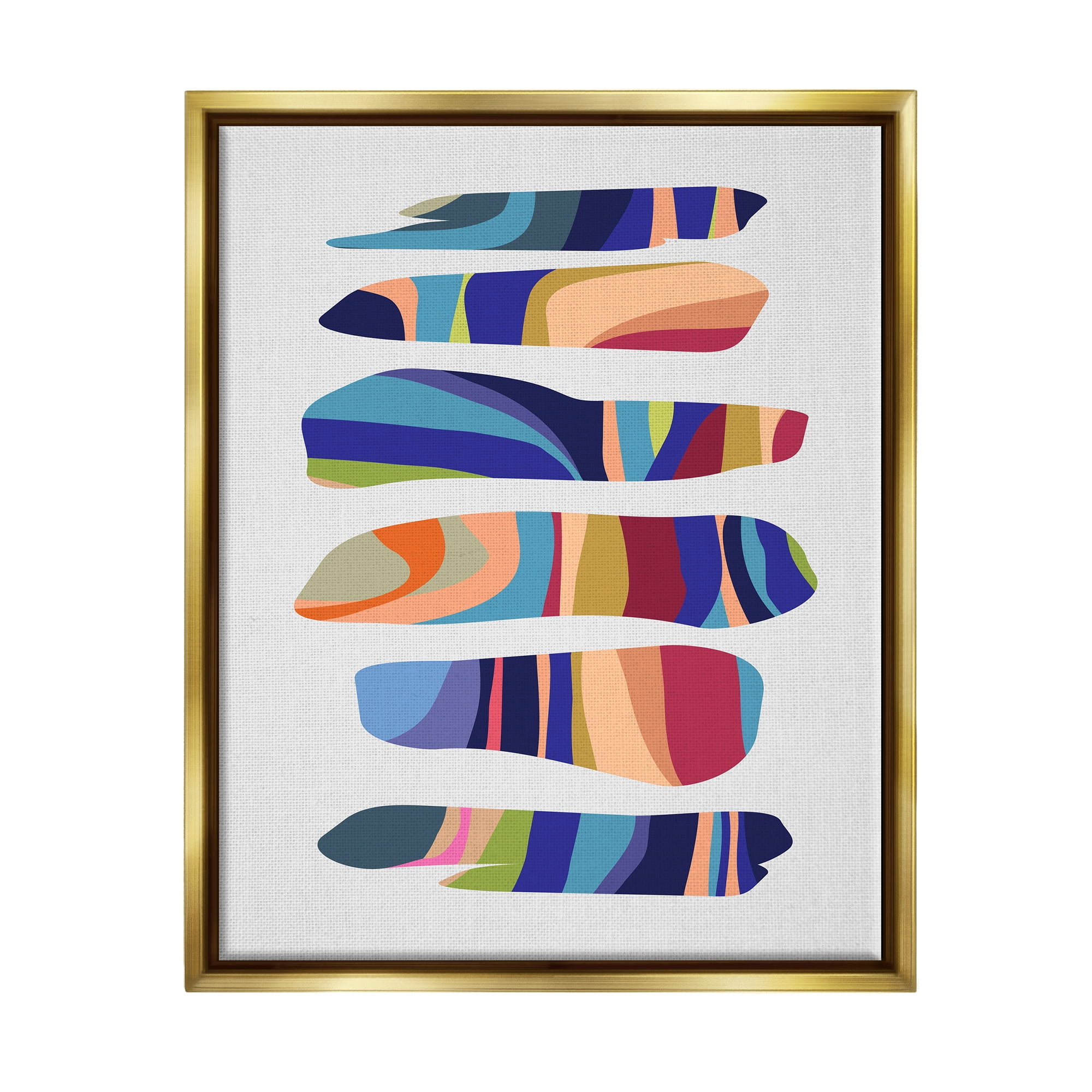 Stupell Industries Varied Contemporary Shapes Abstract Painting Gold Floater Framed Art Print Wall Art, 25 x 31