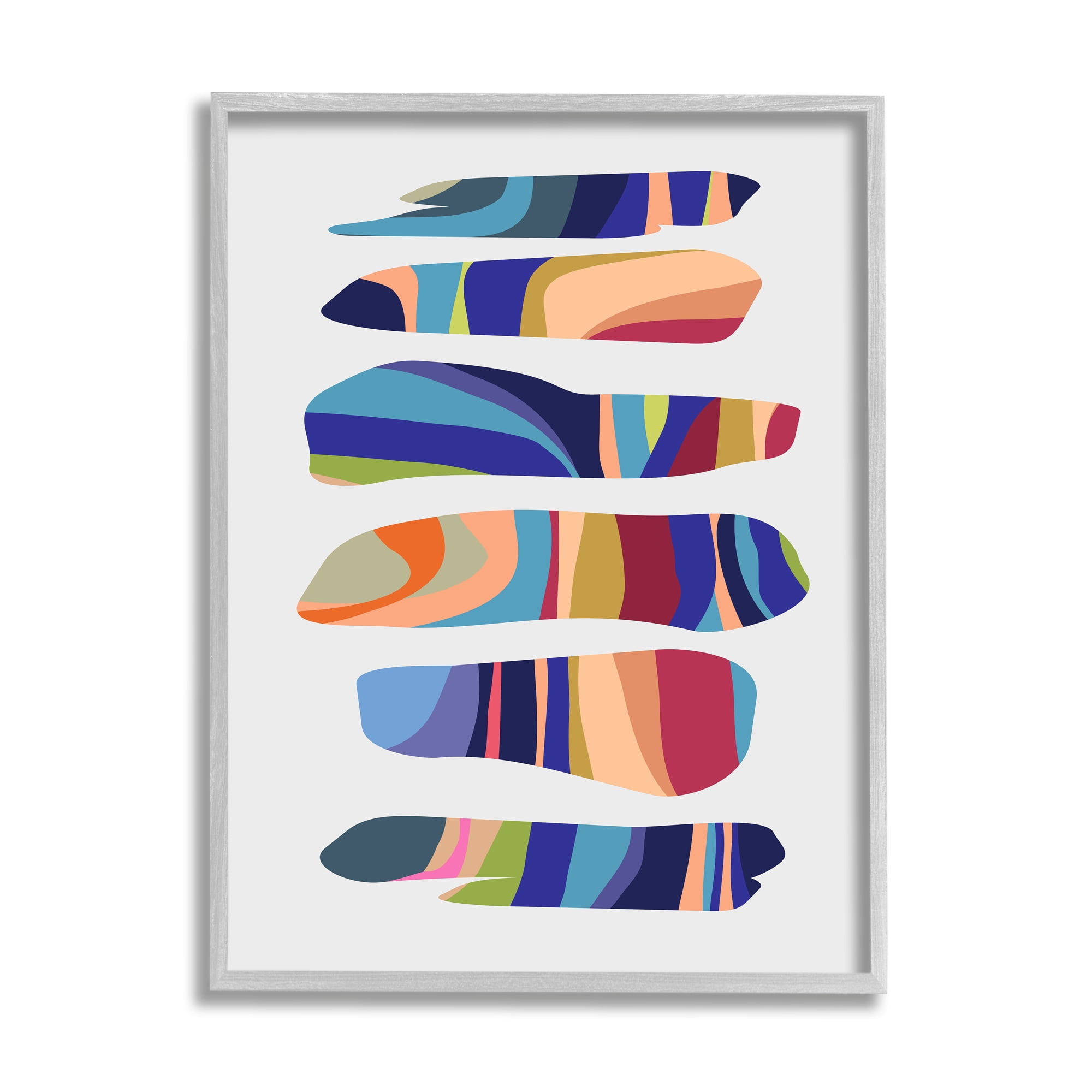 Stupell Industries Varied Contemporary Shapes Abstract Painting Gray Framed Art Print Wall Art, 11 x 14