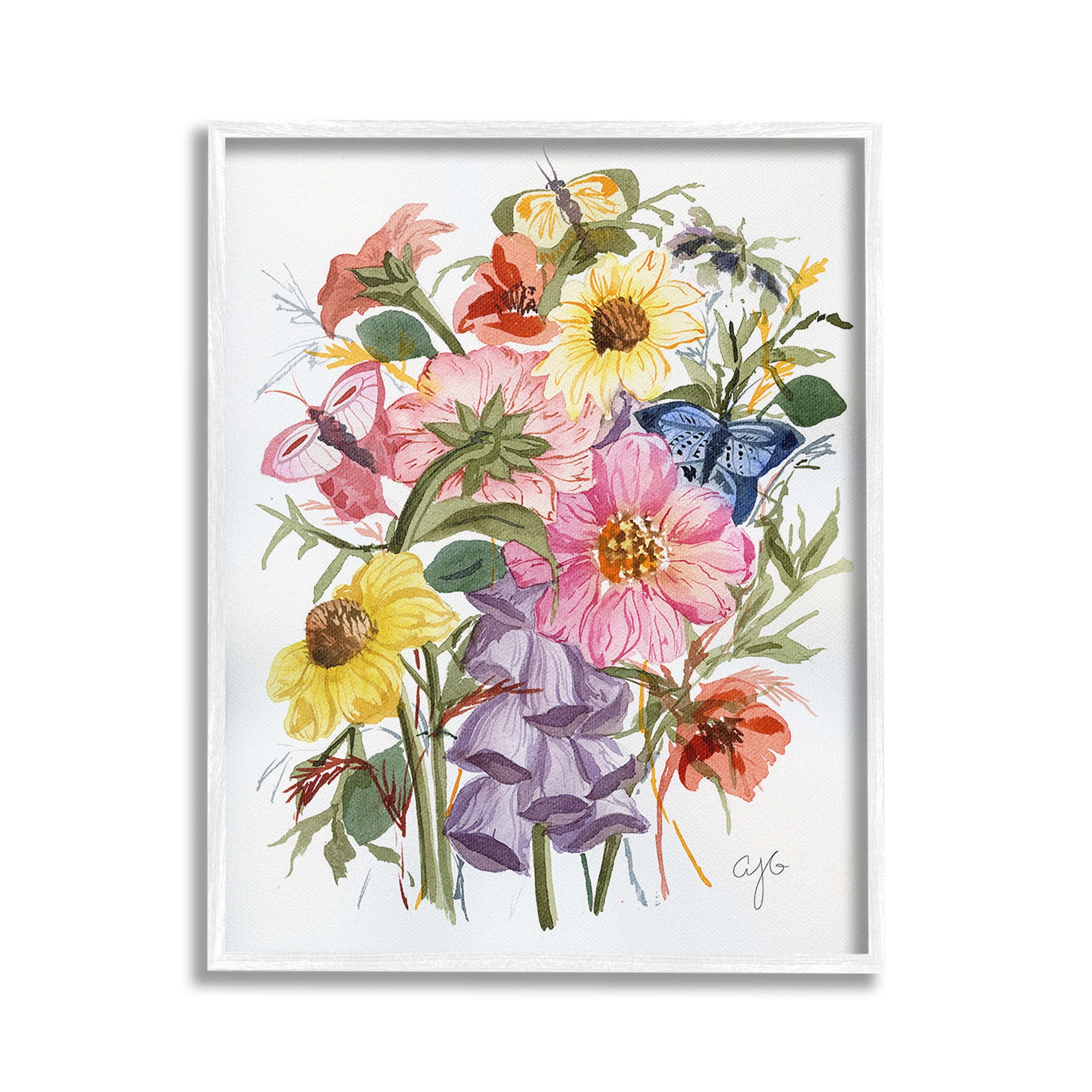 Stupell Industries Varied Cottage Floral Bundle Botanical & Floral Painting White Framed Art Print Wall Art, 16 x 20
