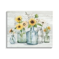 Stupell Industries Varied Country Flower Blooms Rustic Planked Pattern Graphic Art Gallery Wrapped Canvas Print Wall Art, Design by Carol Robinson