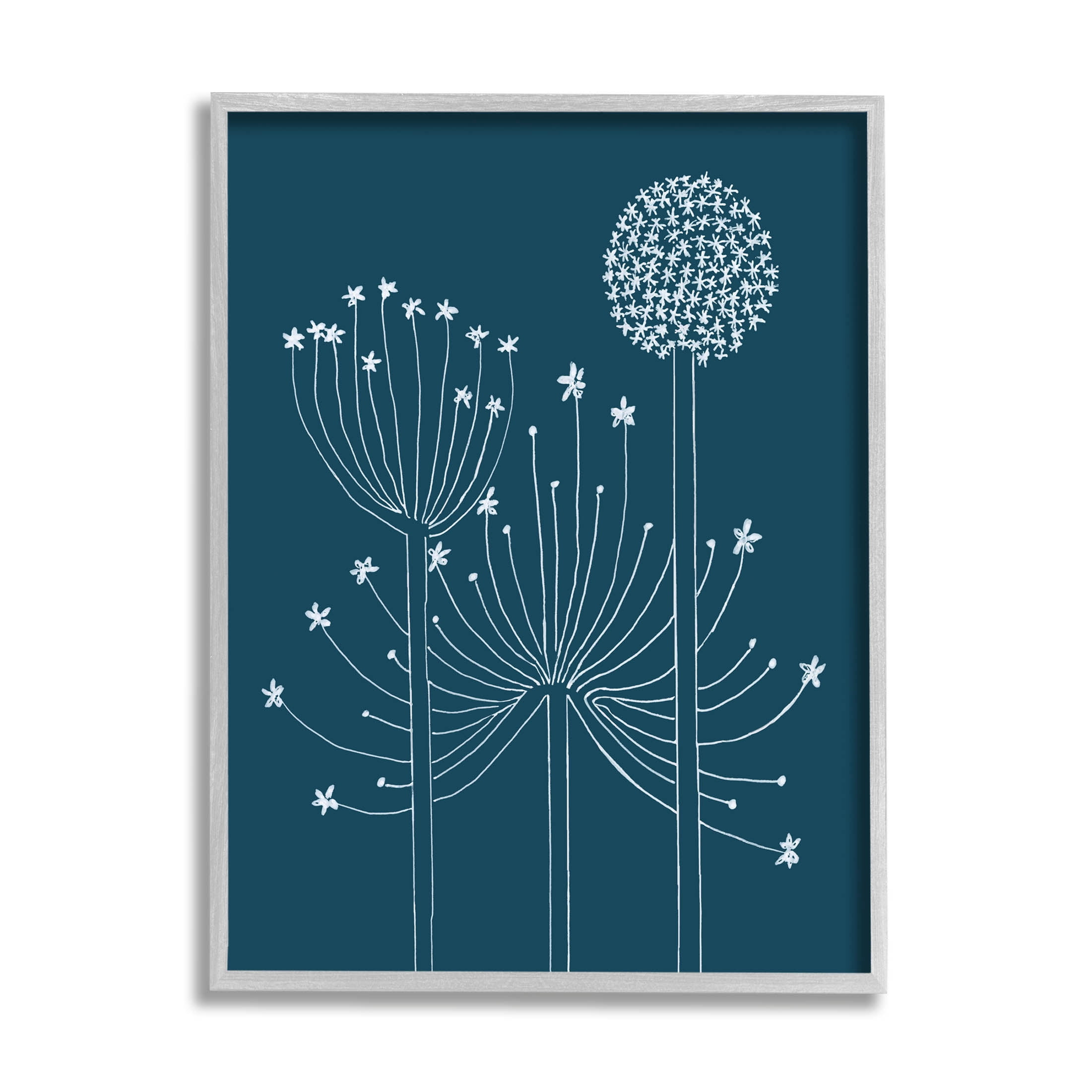 Stupell Industries Varied Dandelion Wild Plant Petals Graphic Art Gray Framed Art Print Wall Art, Design by Alicia Longley