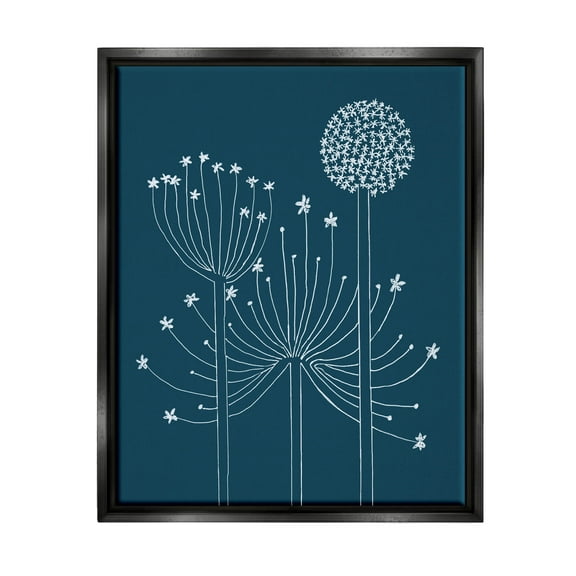 Stupell Industries Varied Dandelion Wild Plant Petals Graphic Art Jet Black Floating Framed Canvas Print Wall Art, Design by Alicia Longley