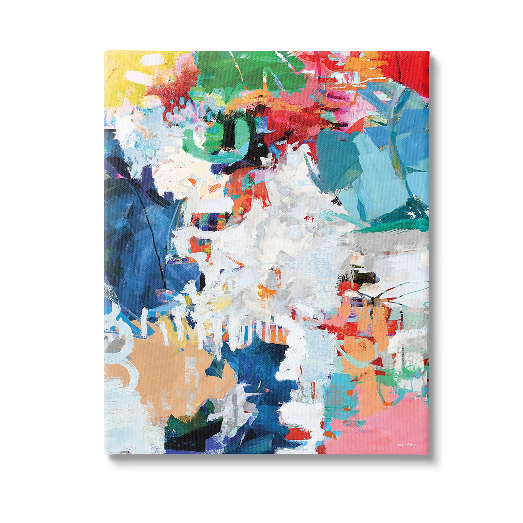 Stupell Industries Varied Expressive Collage Abstract Painting Gallery Wrapped Canvas Art Print Wall Art, 36 x 48