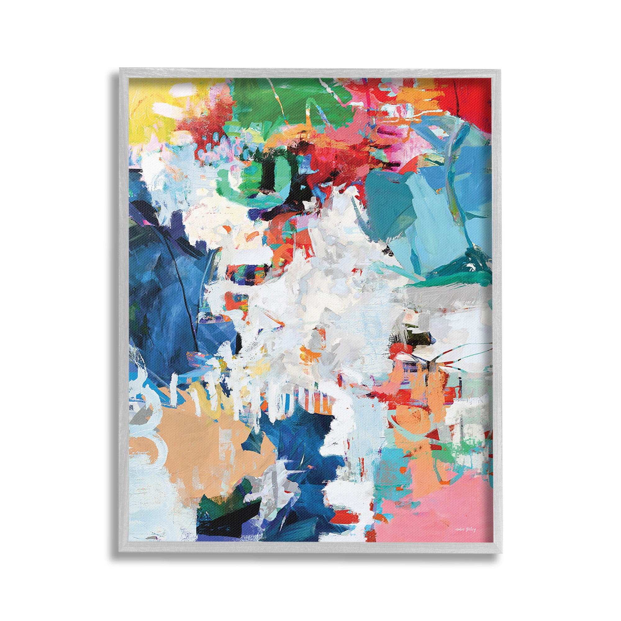 Stupell Industries Varied Expressive Collage Abstract Painting Gray Framed Art Print Wall Art, 16 x 20