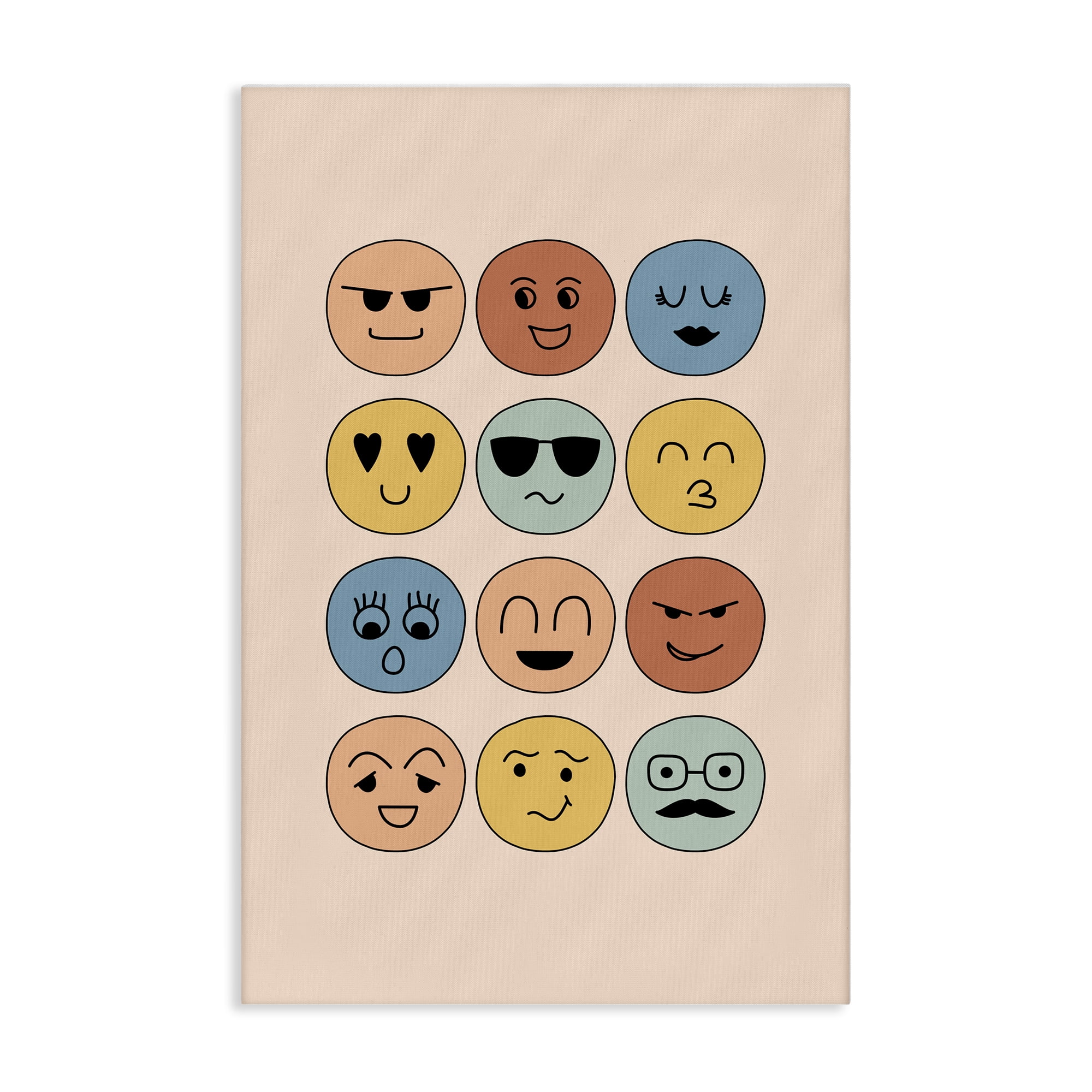 Stupell Industries Varied Expressive Faces Novelty & Humor Painting Wrapped Canvas Art Print Wall Art, 20 x 30