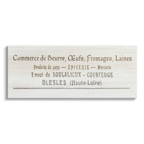 Stupell Industries Varied Farm Goods French Eggs Butter Sign Graphic Art Gallery Wrapped Canvas Print Wall Art, Design by Daphne Polselli