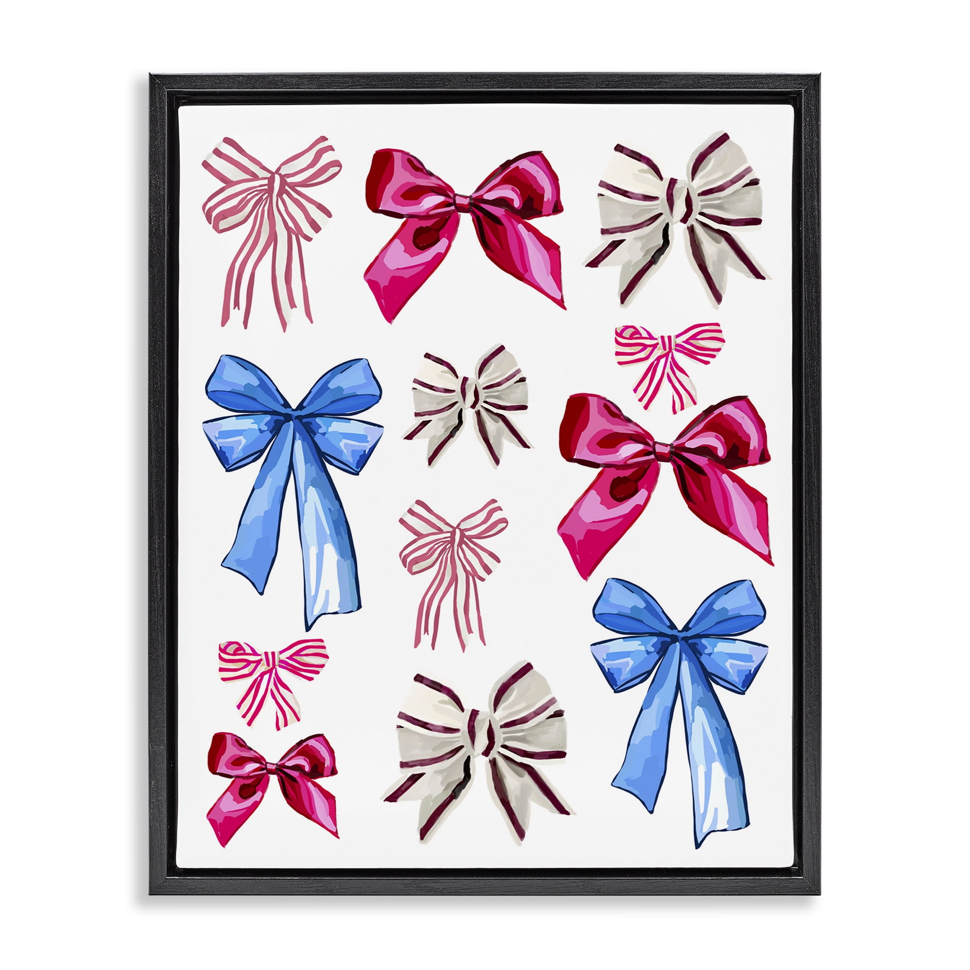 Stupell Industries Varied Fashion Ribbons Beauty & Fashion Painting Black Floater Framed Art Print Wall Art, 17 x 21