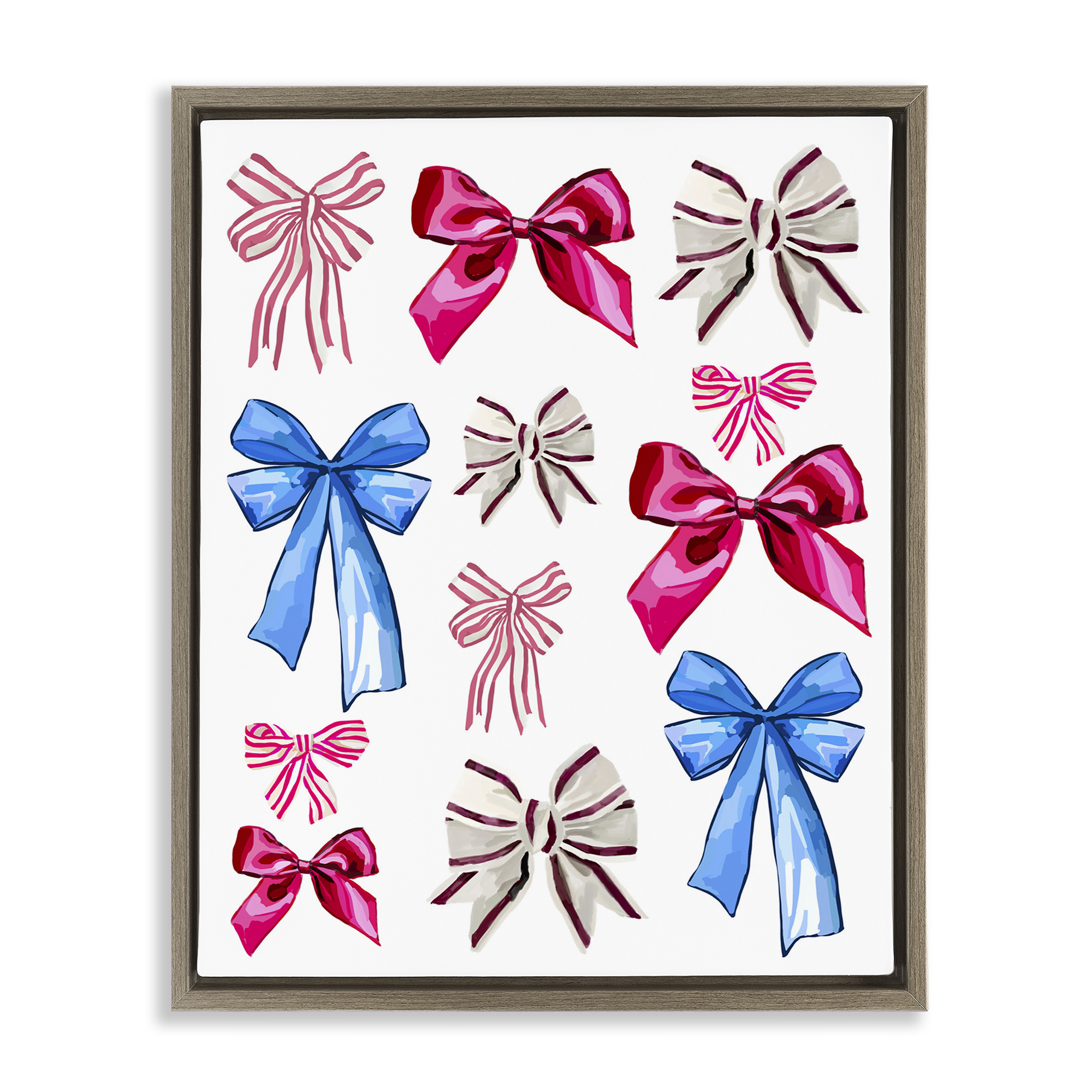 Stupell Industries Varied Fashion Ribbons Beauty & Fashion Painting Brown Floater Framed Art Print Wall Art, 17 x 21