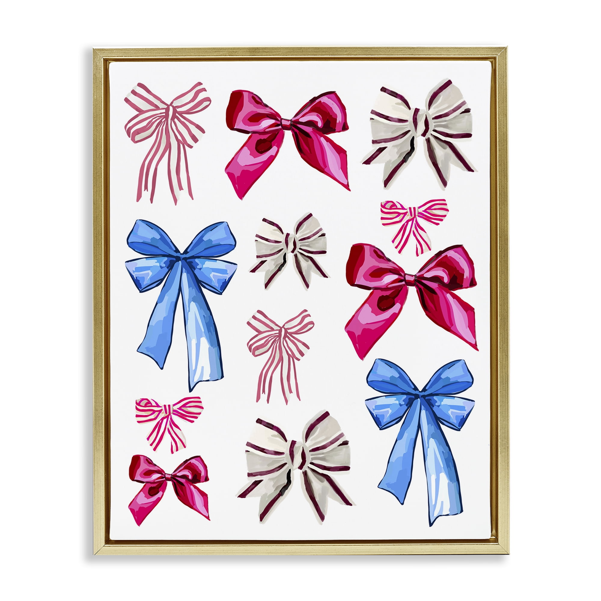 Stupell Industries Varied Fashion Ribbons Beauty & Fashion Painting Gold Floater Framed Art Print Wall Art, 25 x 31