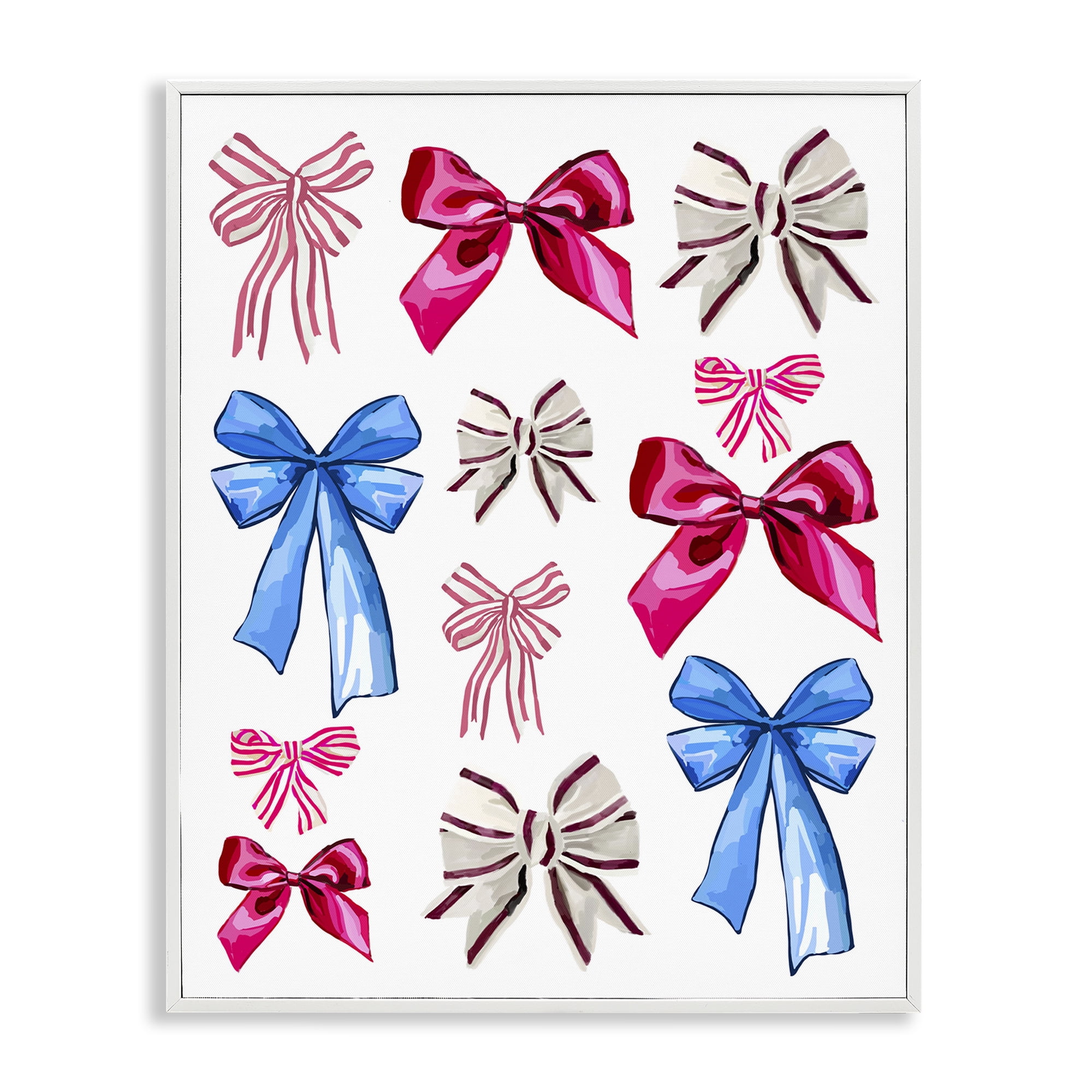 Stupell Industries Varied Fashion Ribbons Beauty & Fashion Painting White Framed Art Print Wall Art, 16 x 20