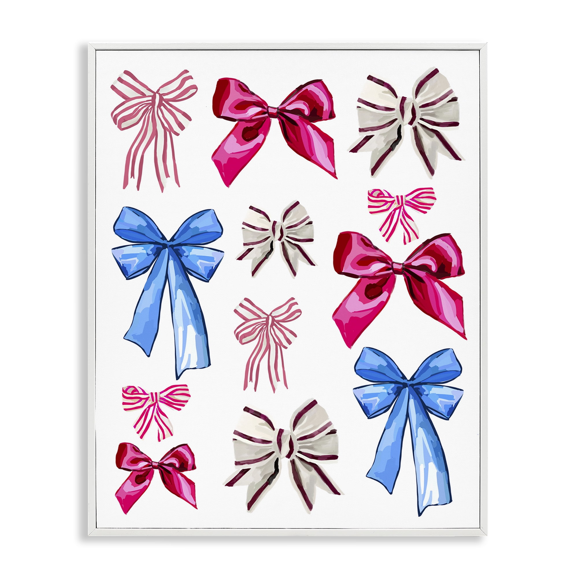 Stupell Industries Varied Fashion Ribbons Beauty & Fashion Painting White Framed Art Print Wall Art, 24 x 30