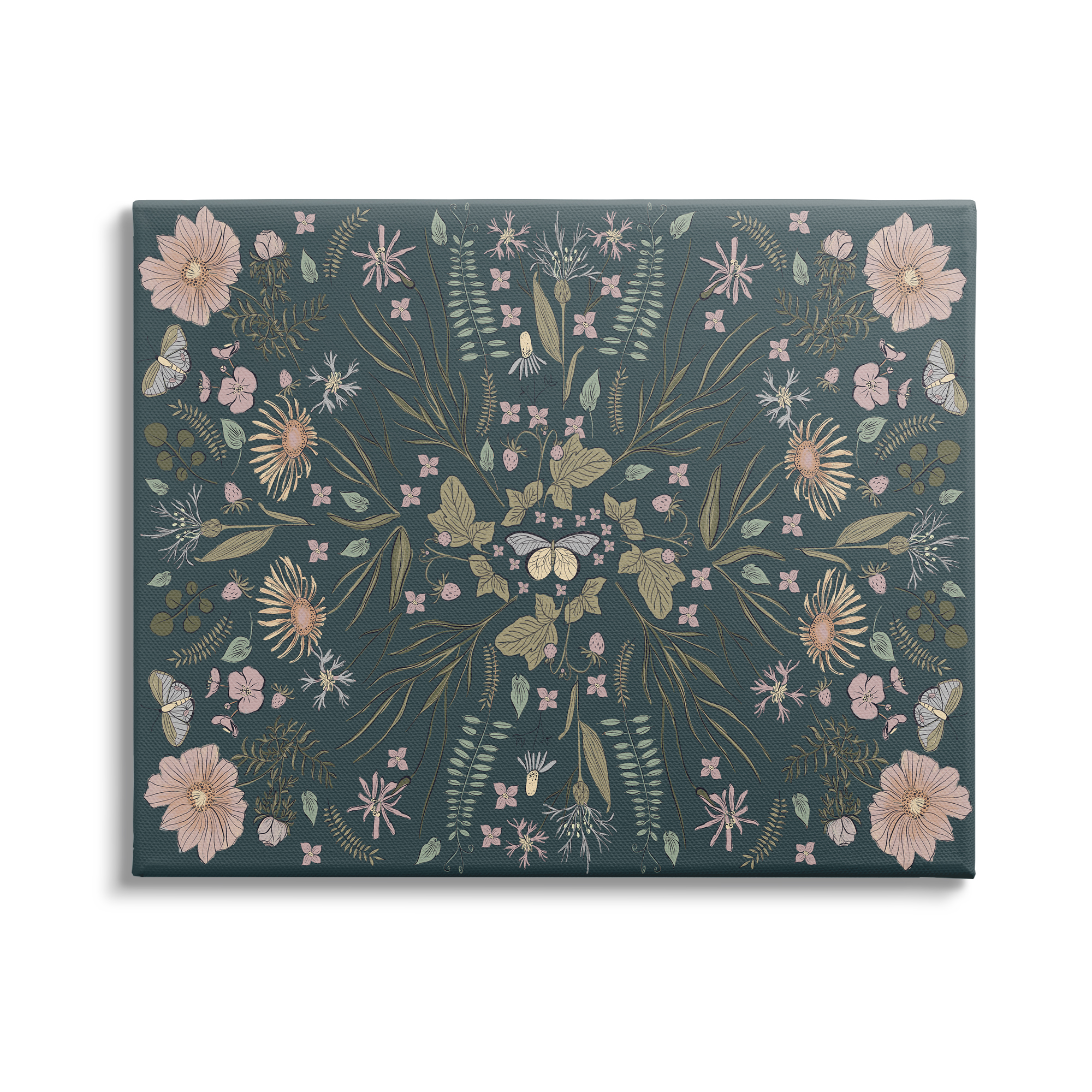 Stupell Industries Varied Floral Botanical Pattern Butterfly Insect Motif Graphic Art Gallery Wrapped Canvas Print Wall Art, Design by Birgit Maria Kiennast