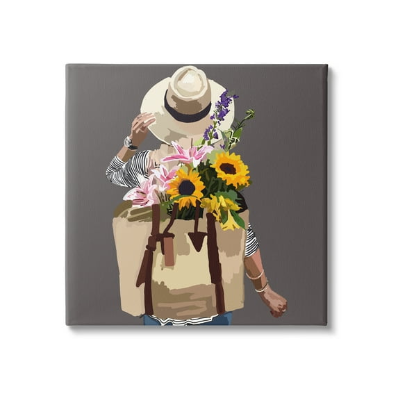 Stupell Industries Varied Flower Arrangement Blossoms Backpack Bouquet Graphic Art Gallery Wrapped Canvas Print Wall Art, Design by Amelia Noyes
