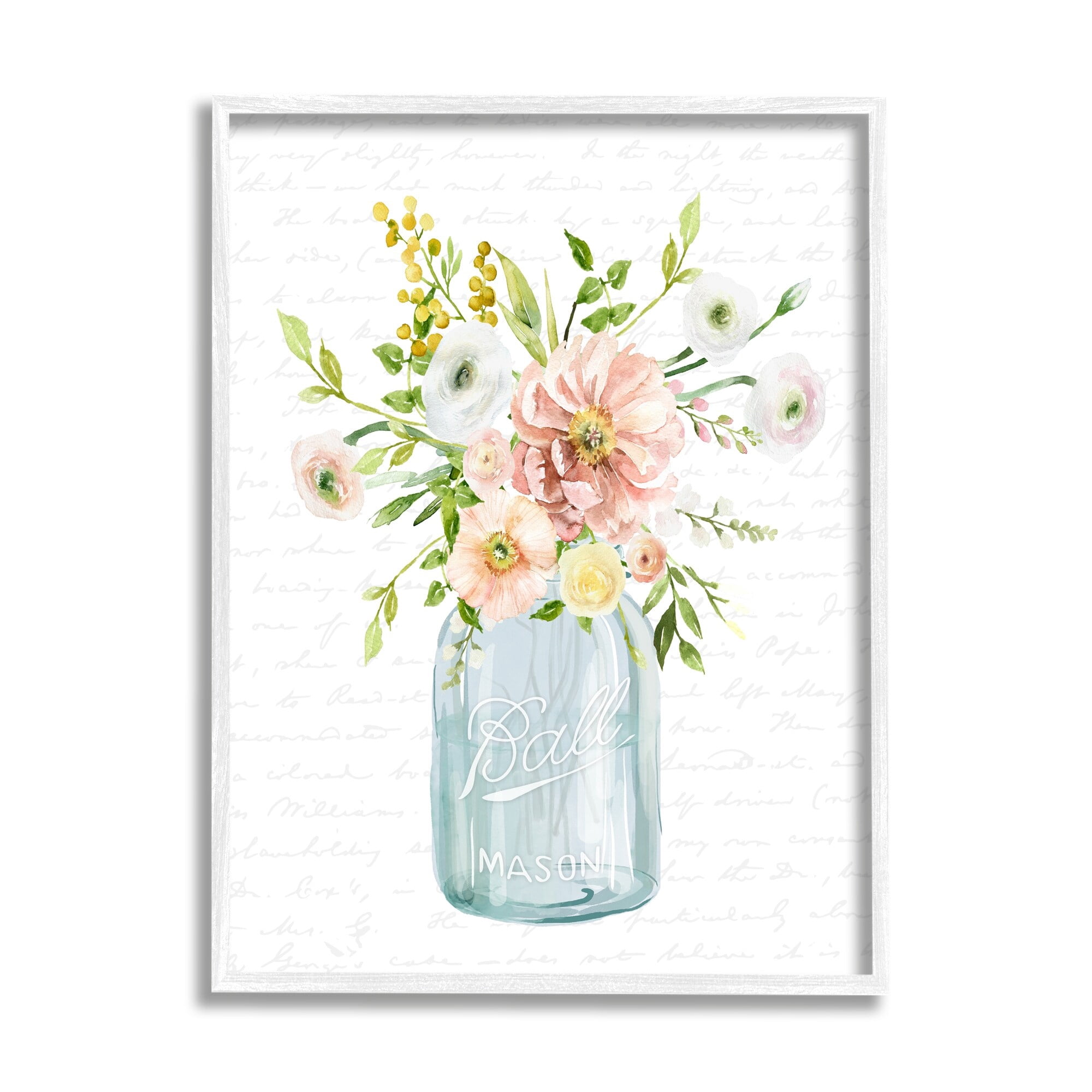 Stupell Industries Varied Flower Blossoms Botanical Leaves Patterned Words Graphic Art White Framed Art Print Wall Art, Design by Lettered and Lined