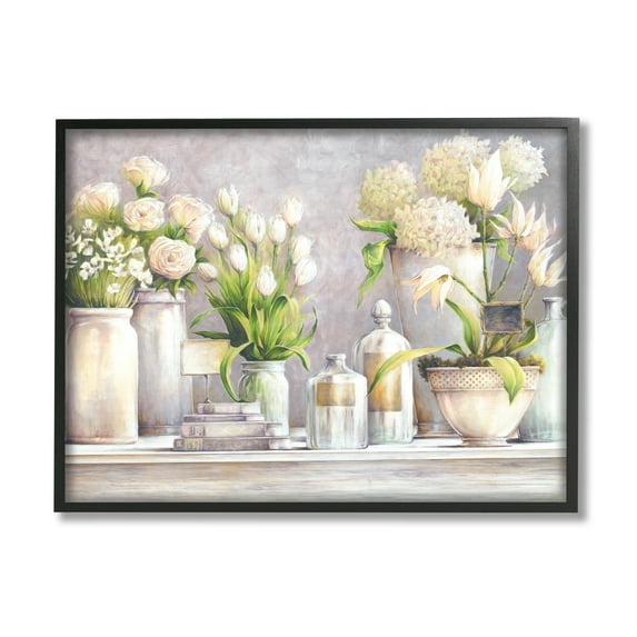 Stupell Industries Varied Flower Bouquets Traditional Still Life Plants Painting Black Framed Art Print Wall Art, Design by White Ladder