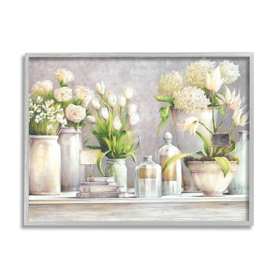 Stupell Industries Varied Flower Bouquets Traditional Still Life Plants Painting Gray Framed Art Print Wall Art, Design by White Ladder