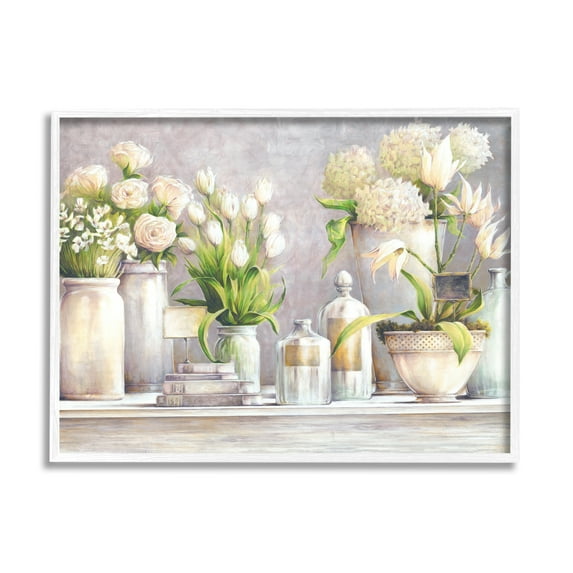 Stupell Industries Varied Flower Bouquets Traditional Still Life Plants Painting White Framed Art Print Wall Art, Design by White Ladder