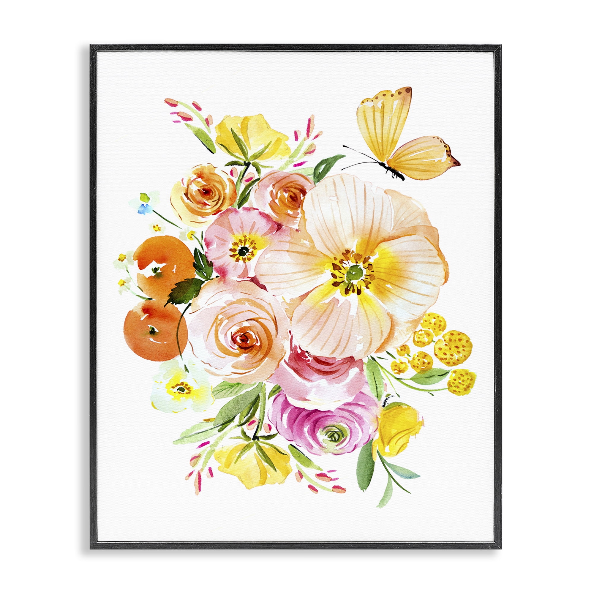 Stupell Industries Varied Flower Bundle Botanical & Floral Painting Black Framed Art Print Wall Art, 16 x 20