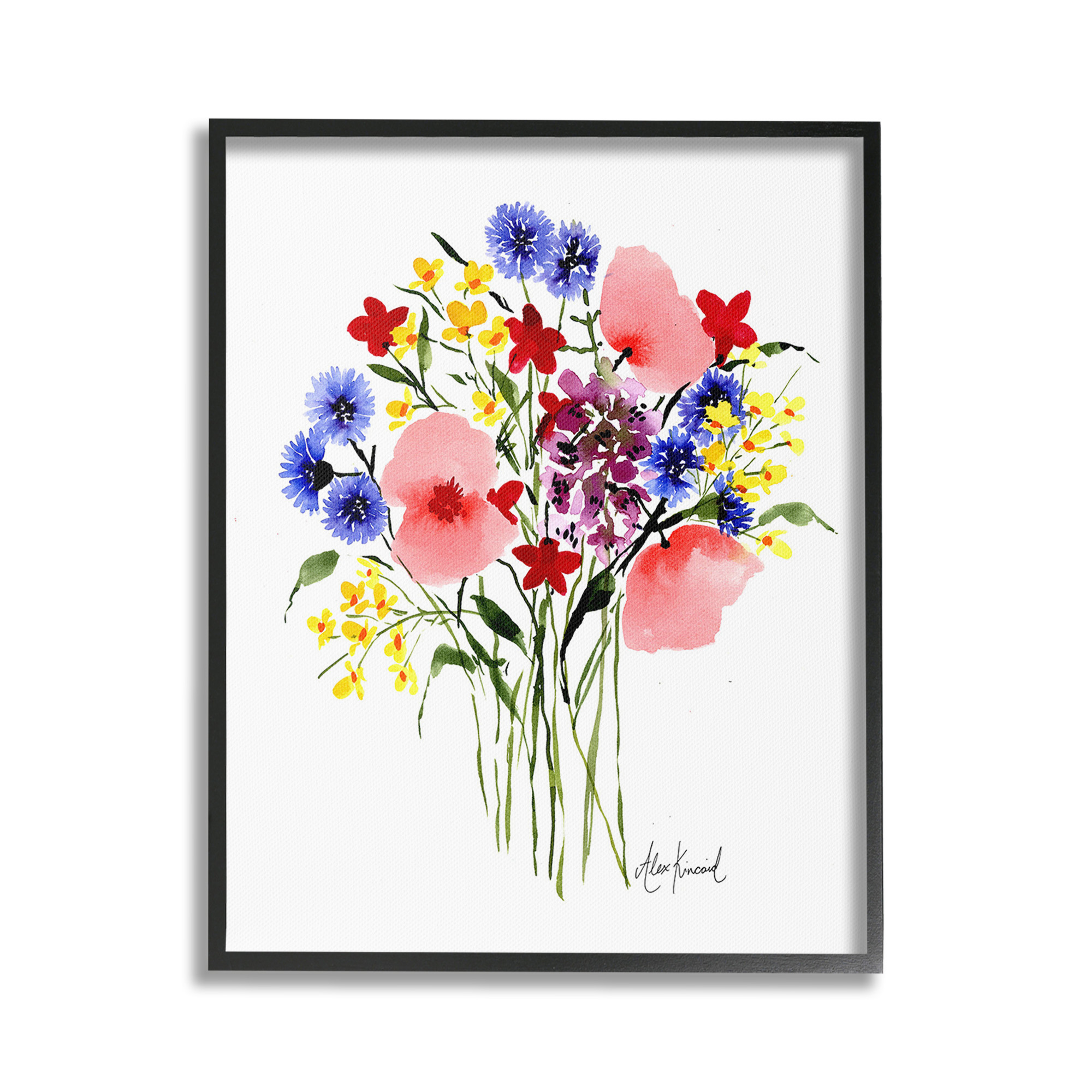 Stupell Industries Varied Flower Clusters Botanical & Floral Painting Black Framed Art Print Wall Art, 24 x 30