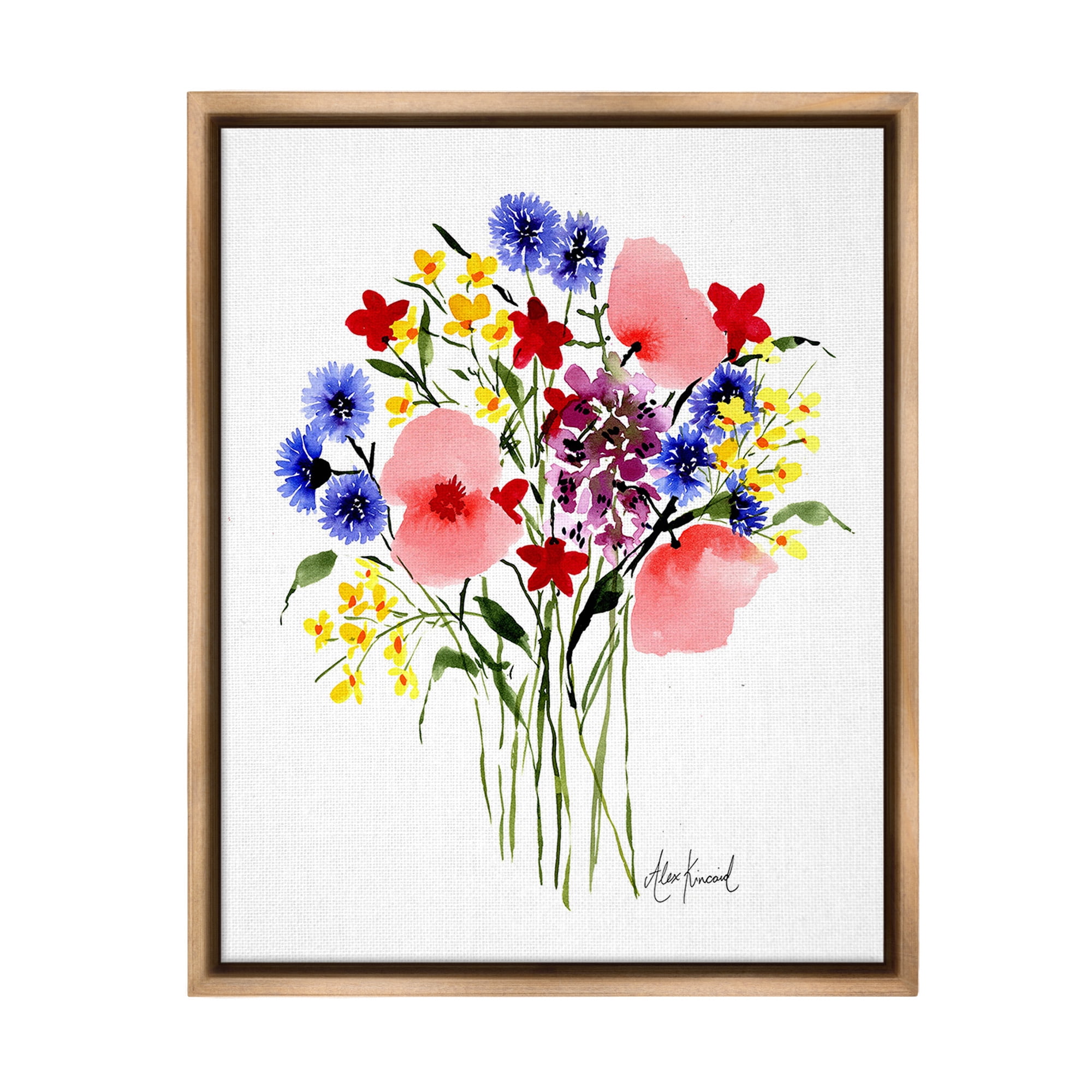 Stupell Industries Varied Flower Clusters Botanical & Floral Painting Brown Floater Framed Canvas Art Print Wall Art, 17 x 21