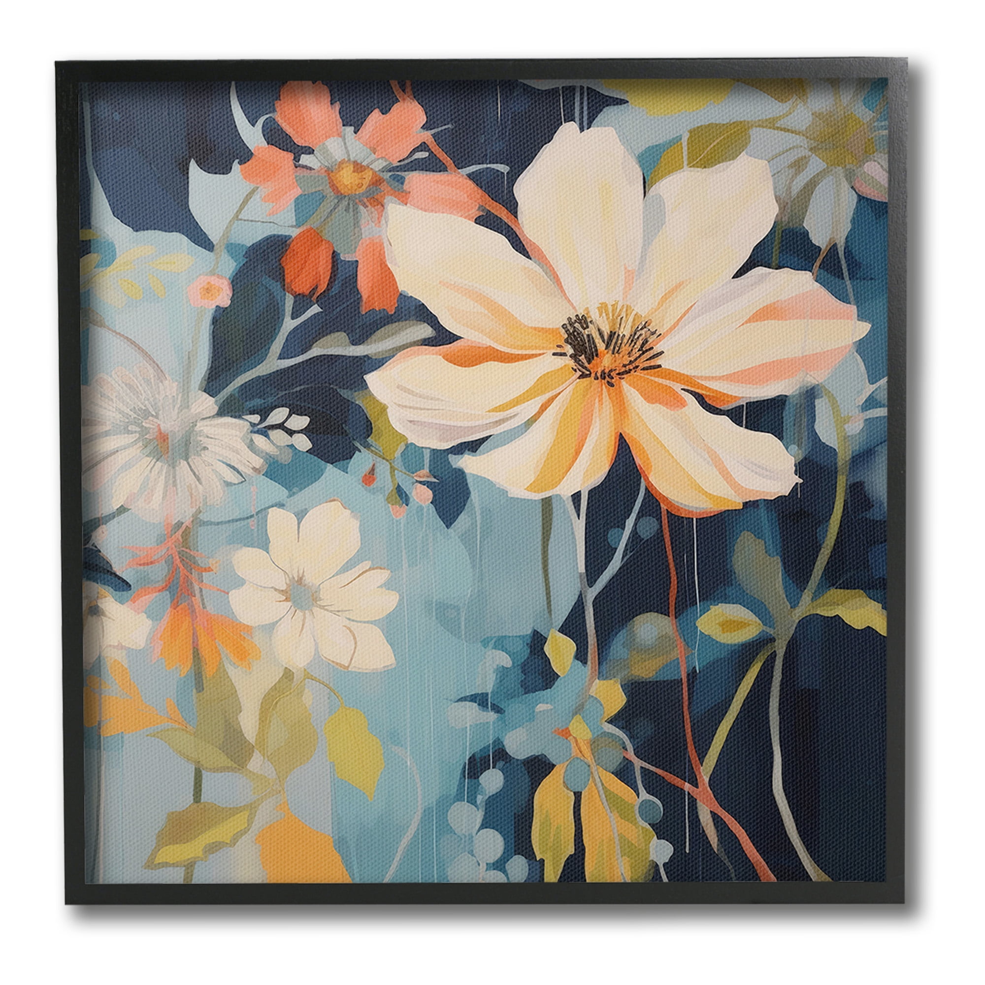 Stupell Industries Varied Flowers Pattern Botanical & Floral Painting Black Framed Art Print Wall Art, 24 x 24