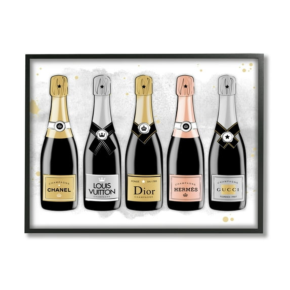 Stupell Industries Varied Glam Champagne Food & Beverage Painting Black Framed Art Print Wall Art, 30 x 24
