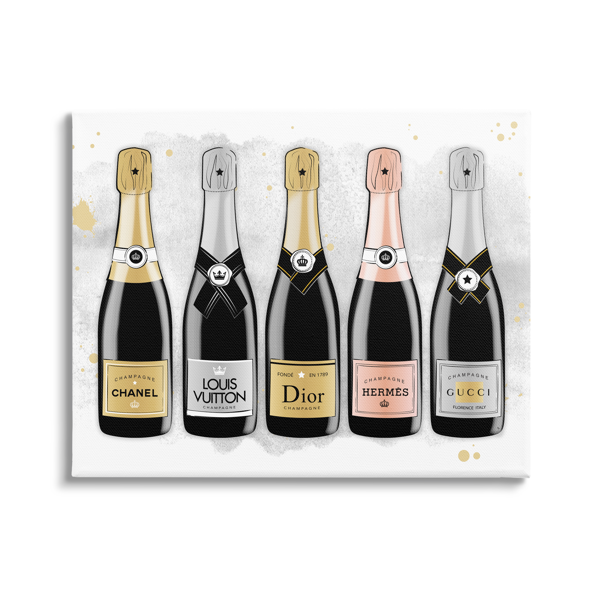 Stupell Industries Varied Glam Champagne Food & Beverage Painting Gallery Wrapped Canvas Art Print Wall Art, 48 x 36