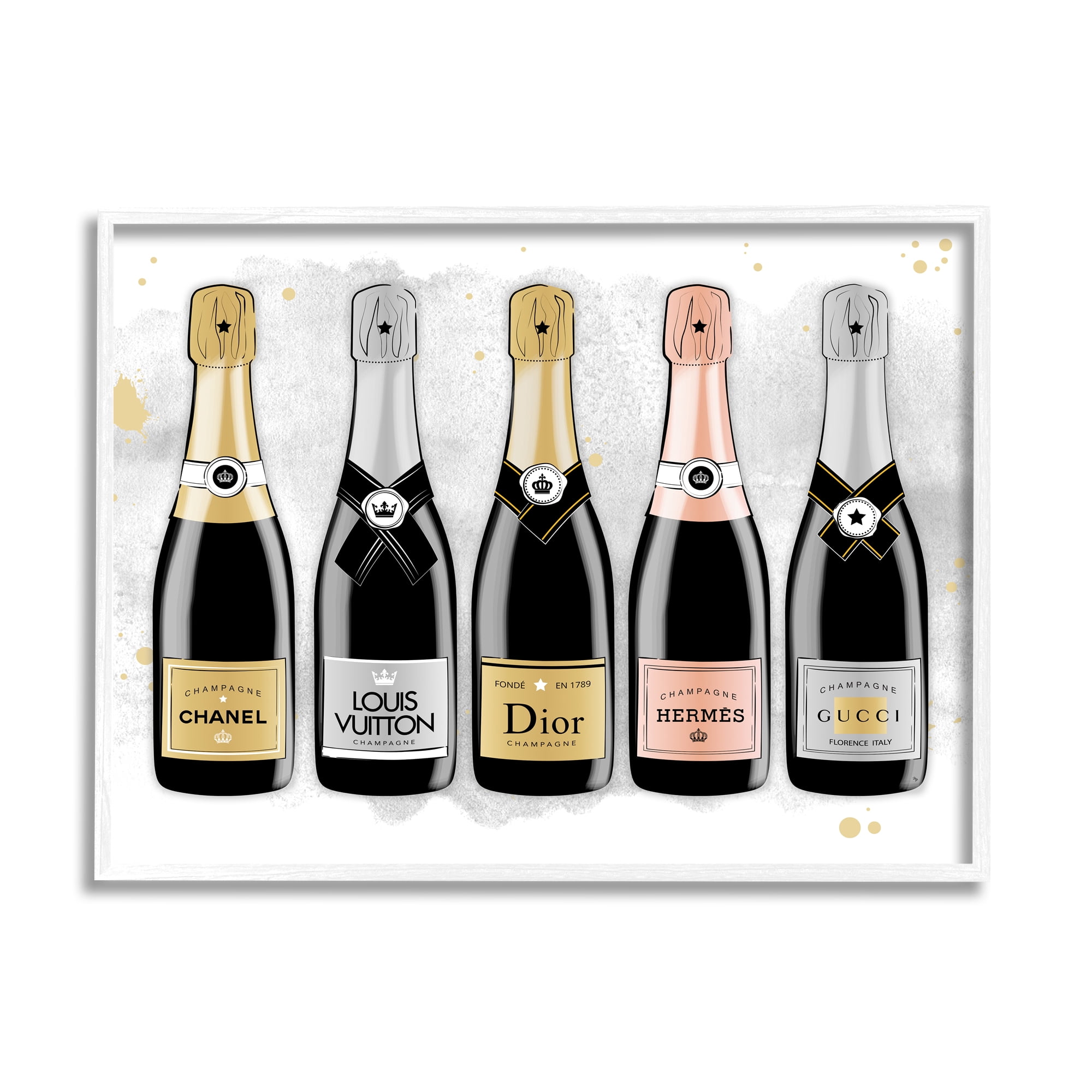 Stupell Industries Varied Glam Champagne Food & Beverage Painting White Framed Art Print Wall Art, 20 x 16