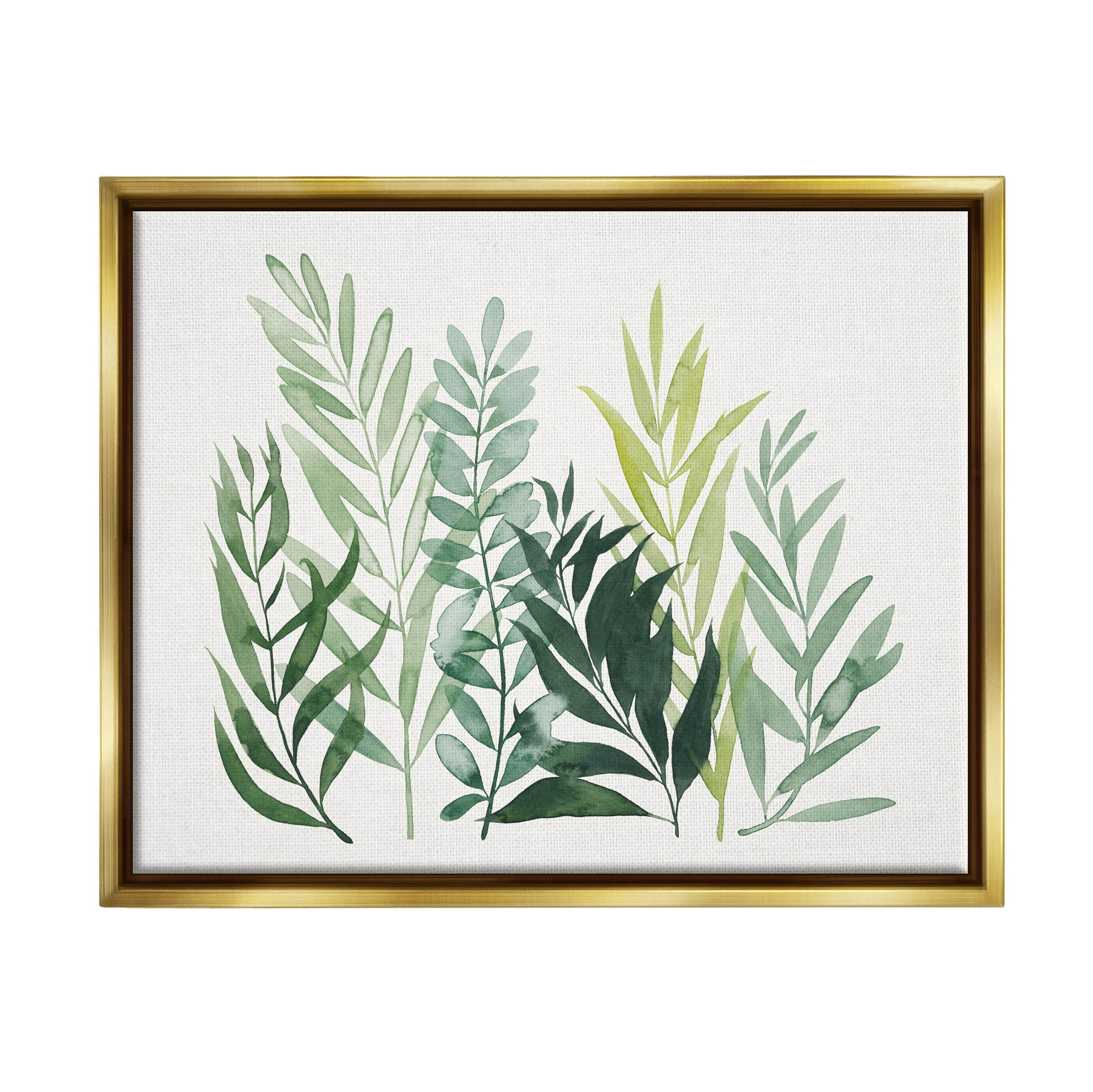 Stupell Industries Varied Grasses Botanical Leaves Graphic Art Metallic Gold Floating Framed Canvas Print Wall Art, Design by Grace Popp