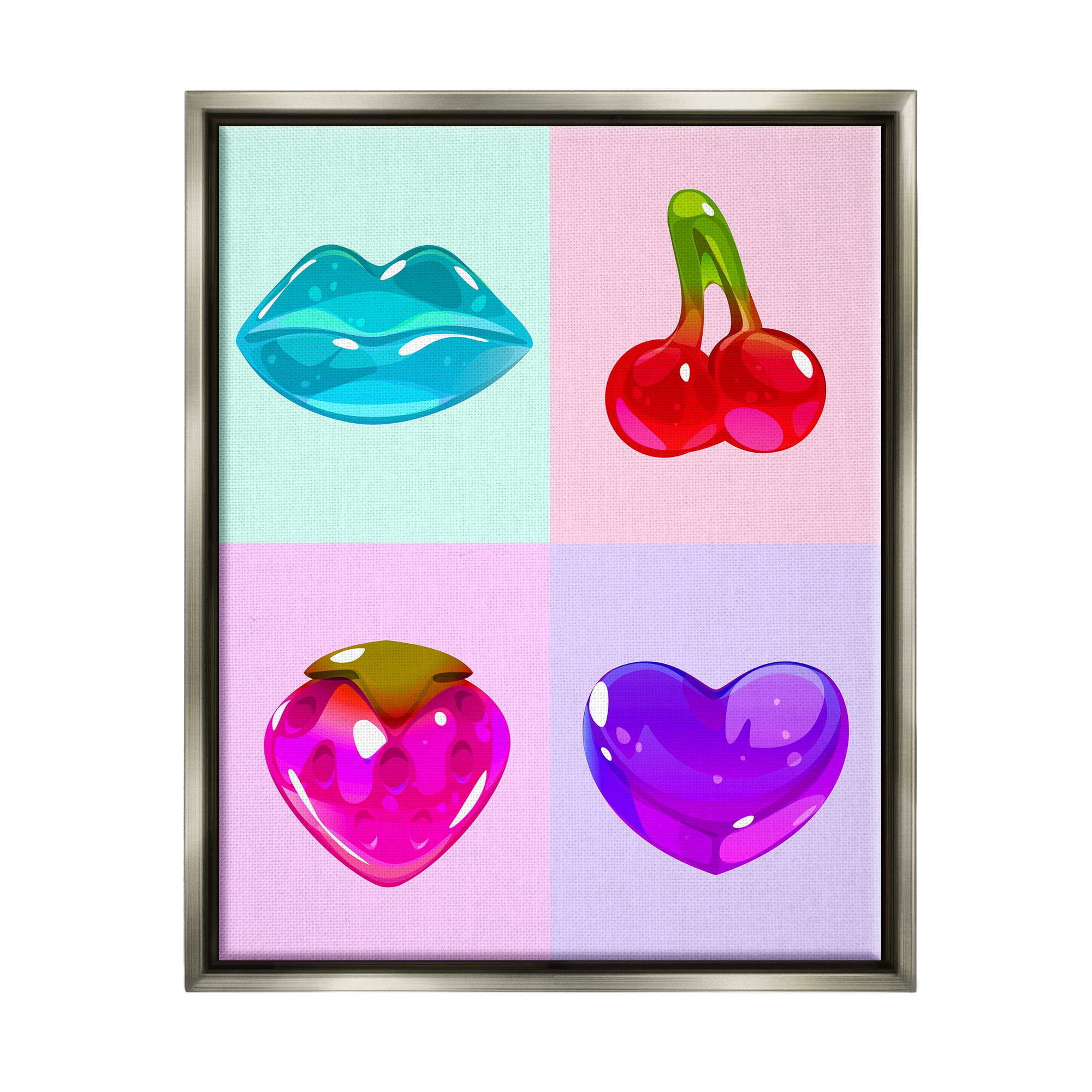 Stupell Industries Varied Gummy Candies Food & Beverage Painting Gray Floater Framed Art Print Wall Art, 17 x 21