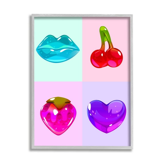 Stupell Industries Varied Gummy Candies Food & Beverage Painting Gray Framed Art Print Wall Art, 16 x 20