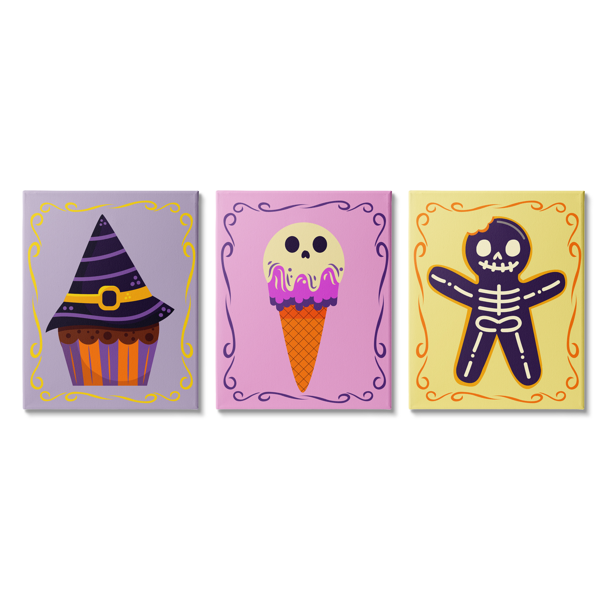 Stupell Industries Varied Halloween Desserts Holiday Painting Gallery Wrapped Canvas Print Wall Art, 16 x 20, Set of 3