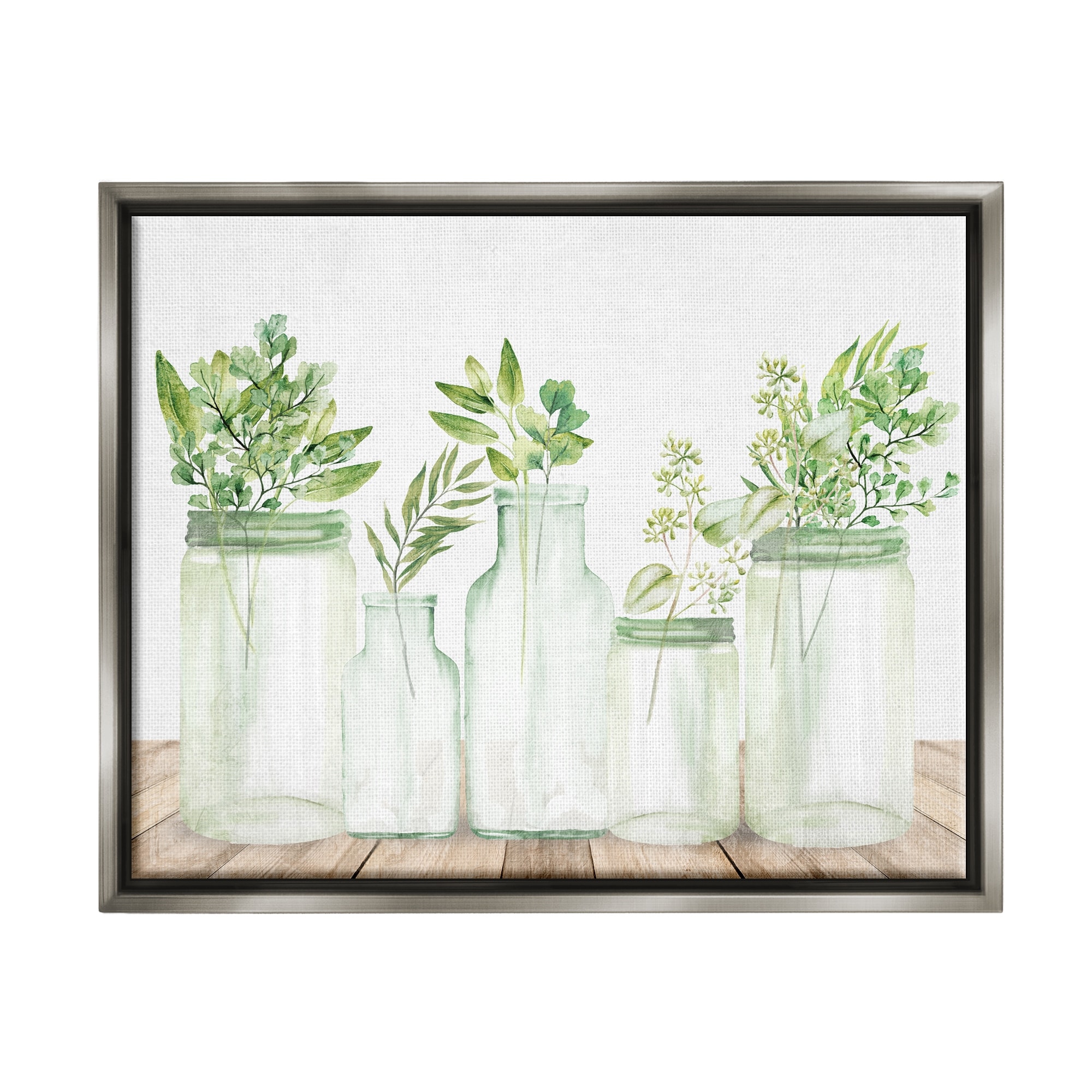 Stupell Industries Varied Herb Plant Arrangement Mixed Country Blooms Graphic Art Luster Gray Floating Framed Canvas Print Wall Art, Design by Kim Allen