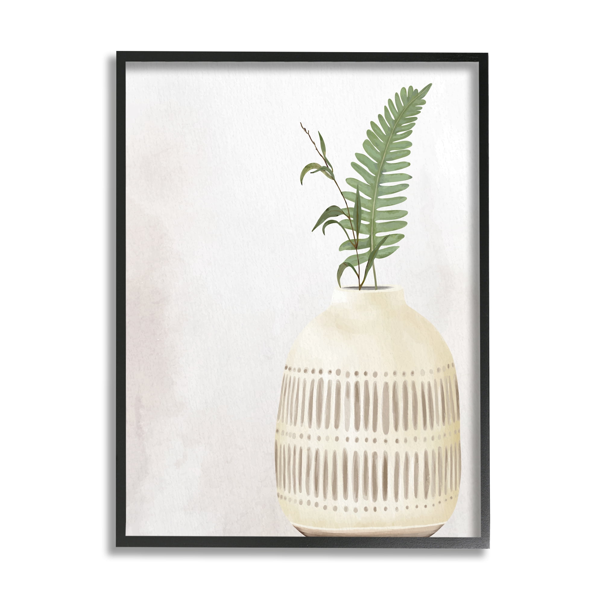 Stupell Industries Varied Herb Plant Sprigs Natural Patterned Vase Painting Black Framed Art Print Wall Art, Design by Kim Allen