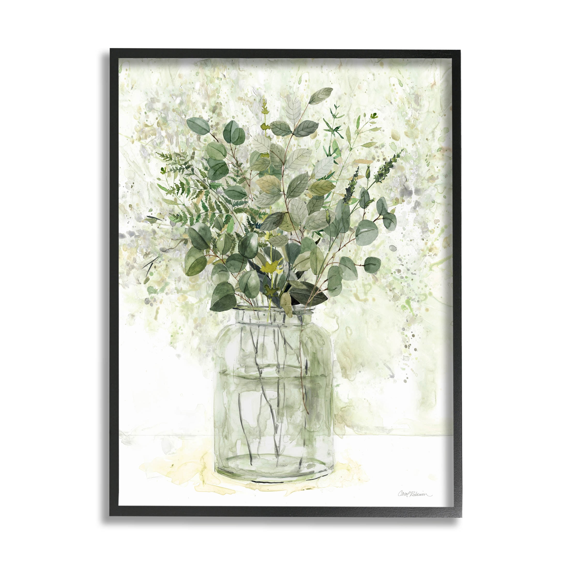 Stupell Industries Varied Herbal Botanical Arrangement Painting Black Framed Art Print Wall Art, Design by Carol Robinson