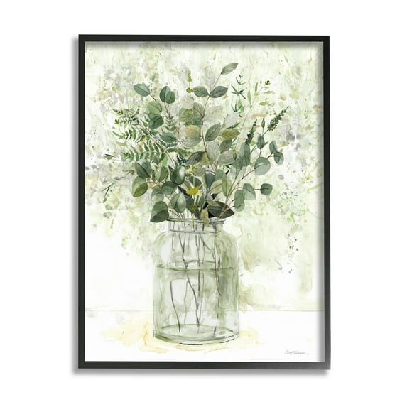 Stupell Industries Varied Herbal Botanical Arrangement Painting Black Framed Art Print Wall Art, Design by Carol Robinson