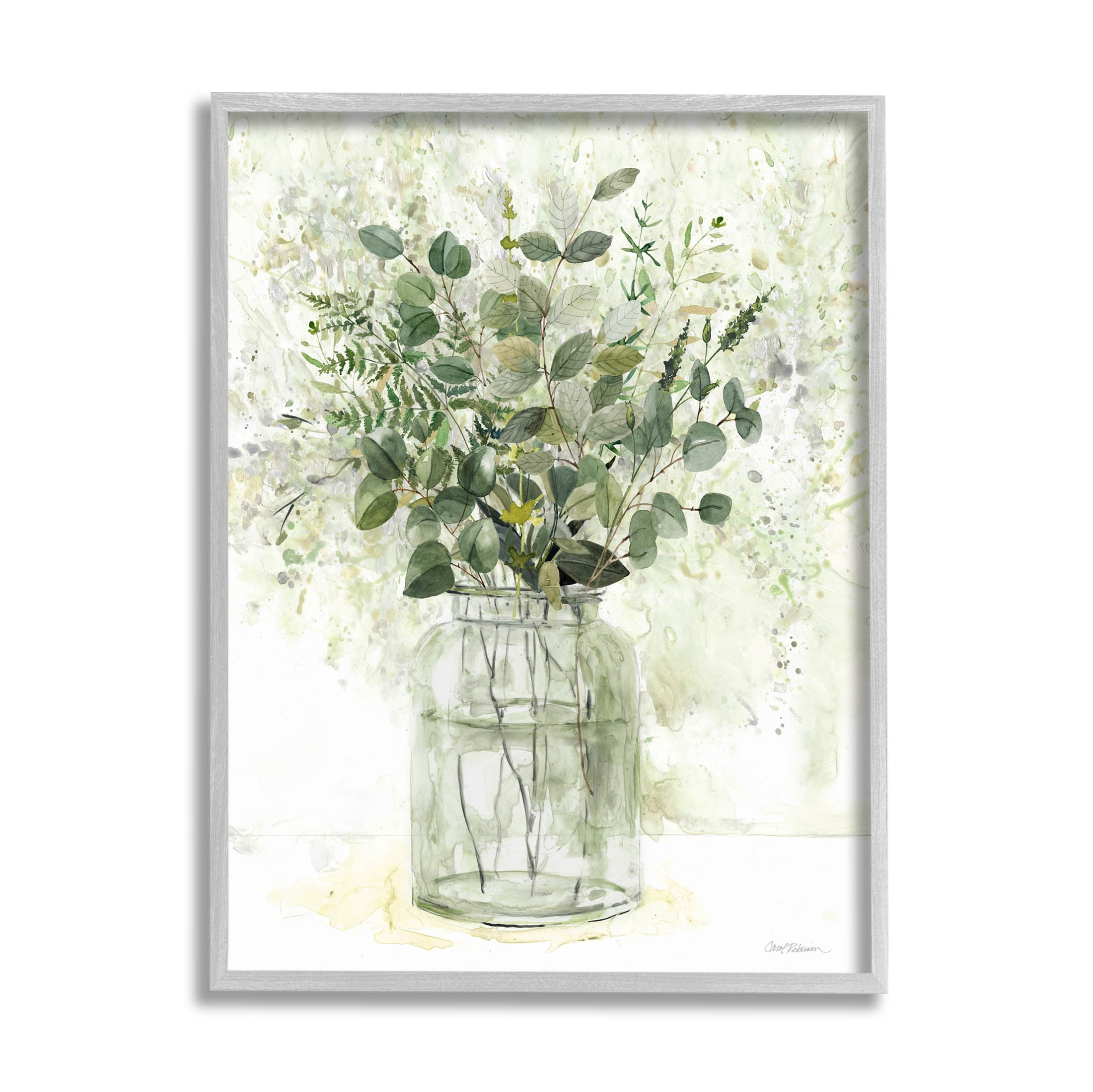 Stupell Industries Varied Herbal Botanical Arrangement Painting Gray Framed Art Print Wall Art, Design by Carol Robinson
