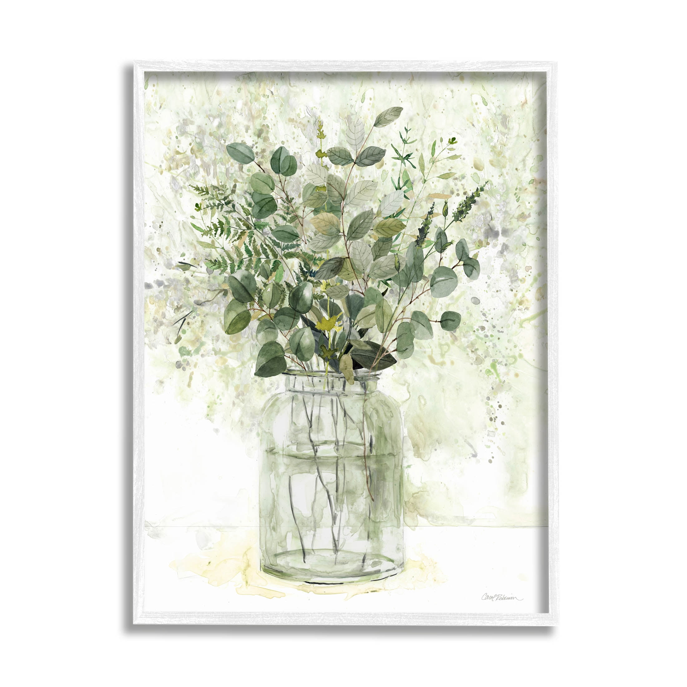 Stupell Industries Varied Herbal Botanical Arrangement Painting White Framed Art Print Wall Art, Design by Carol Robinson