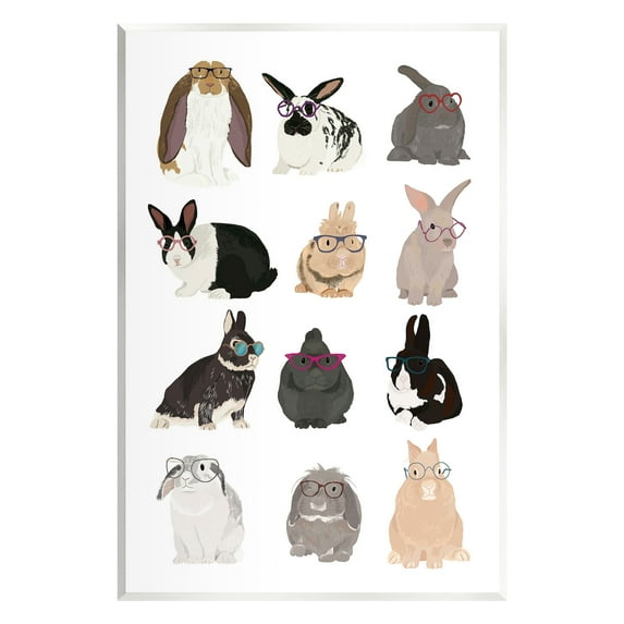 Stupell Industries Varied Hipster Bunnies Animals & Insects Painting Unframed Art Print Wall Art, 13 x 19