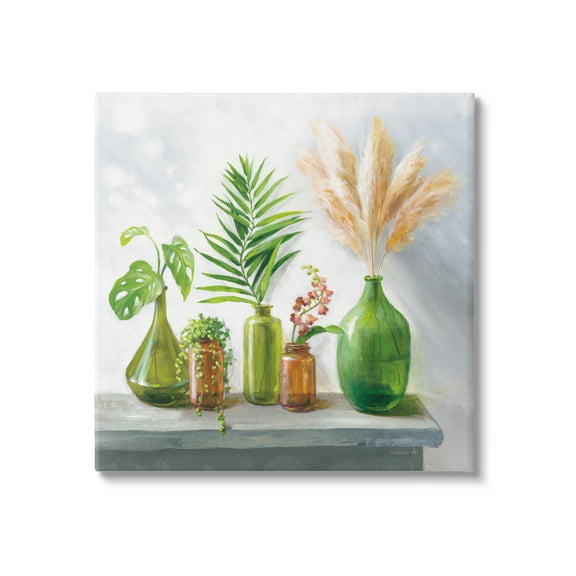 Stupell Industries Varied Ikebana Botanical Leaves Arrangement Still Life Painting Gallery Wrapped Canvas Print Wall Art, Design by Danhui Nai