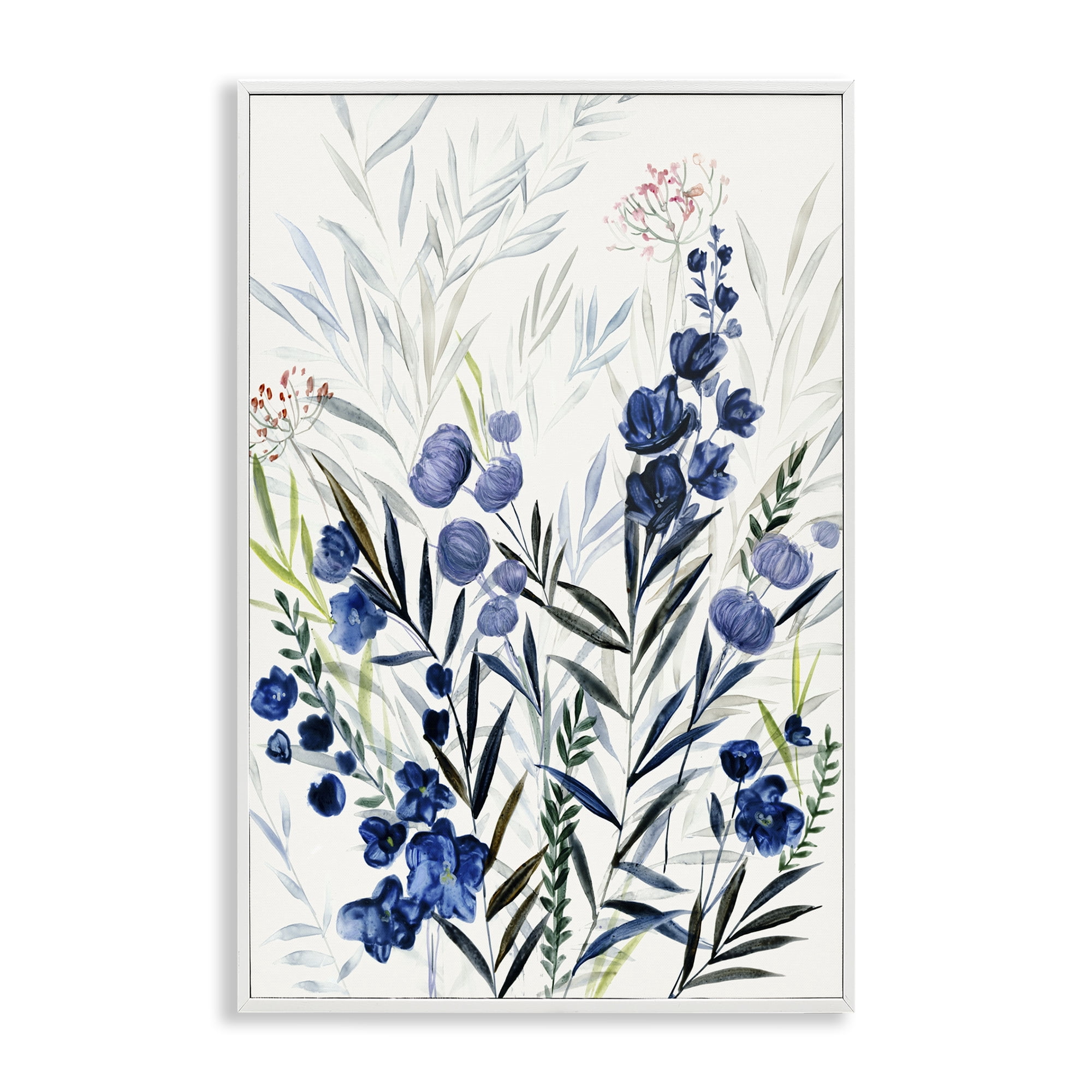 Stupell Industries Varied Indigo Herbs Plants & Flowers Painting White Framed Art Print Wall Art, 12 x 18