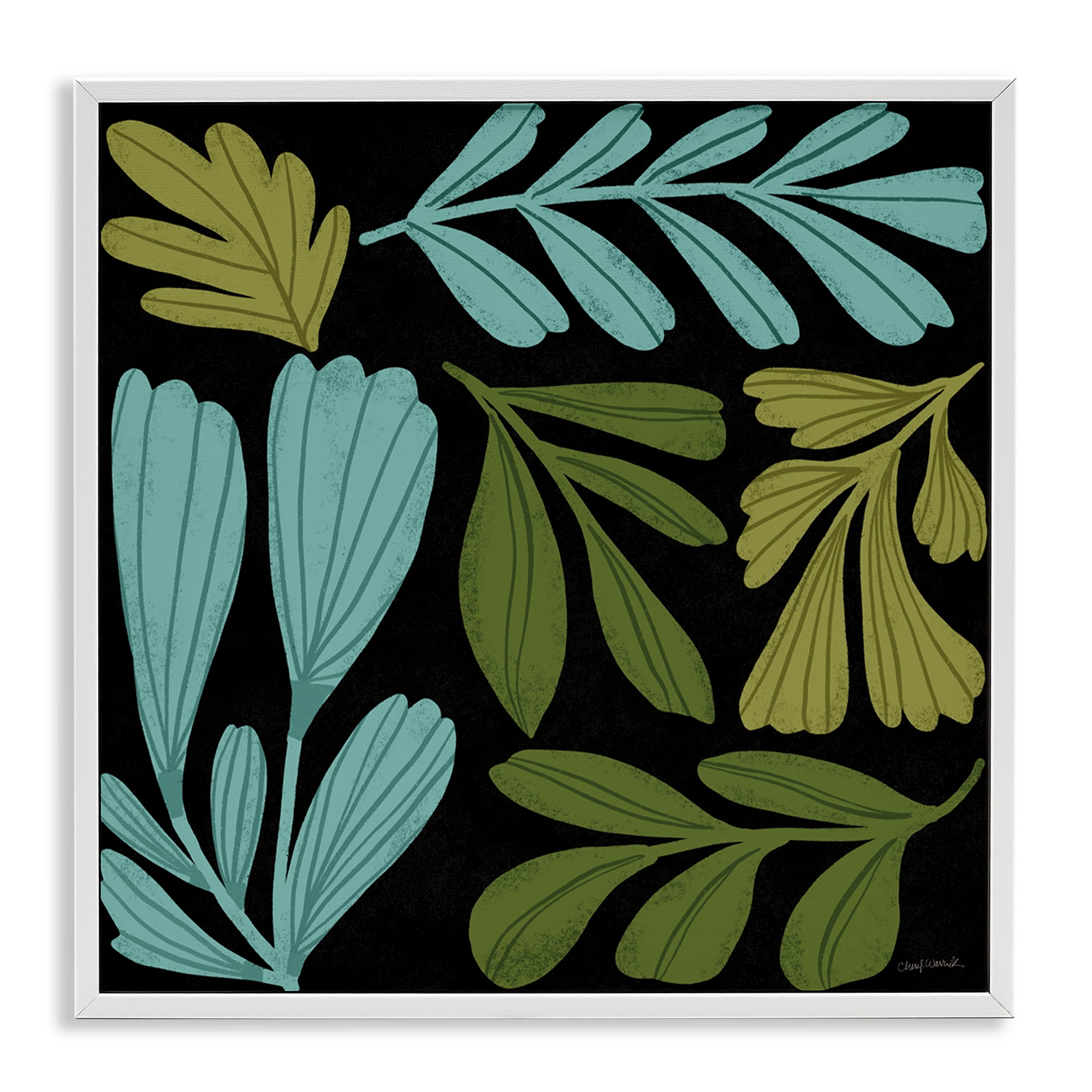 Stupell Industries Varied Leaves Collage Plants & Flowers Painting White Framed Art Print Wall Art, 17 x 17