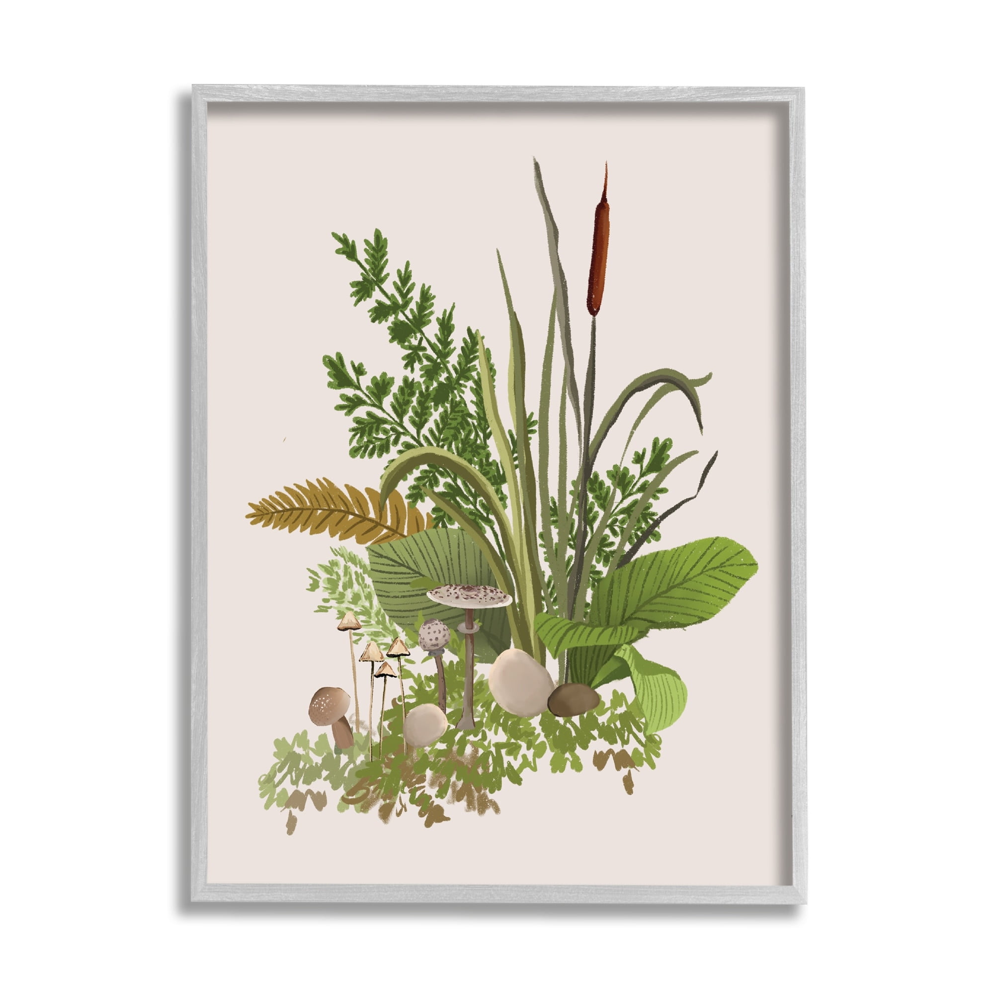 Stupell Industries Varied Nature Botanicals Forest Floor Mushrooms Arrangement Graphic Art Gray Framed Art Print Wall Art, Design by House of Rose
