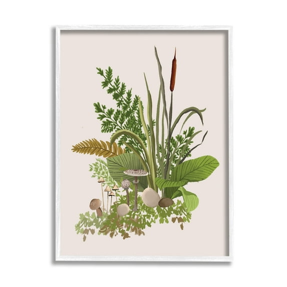 Stupell Industries Varied Nature Botanicals Forest Floor Mushrooms Arrangement Graphic Art White Framed Art Print Wall Art, Design by House of Rose