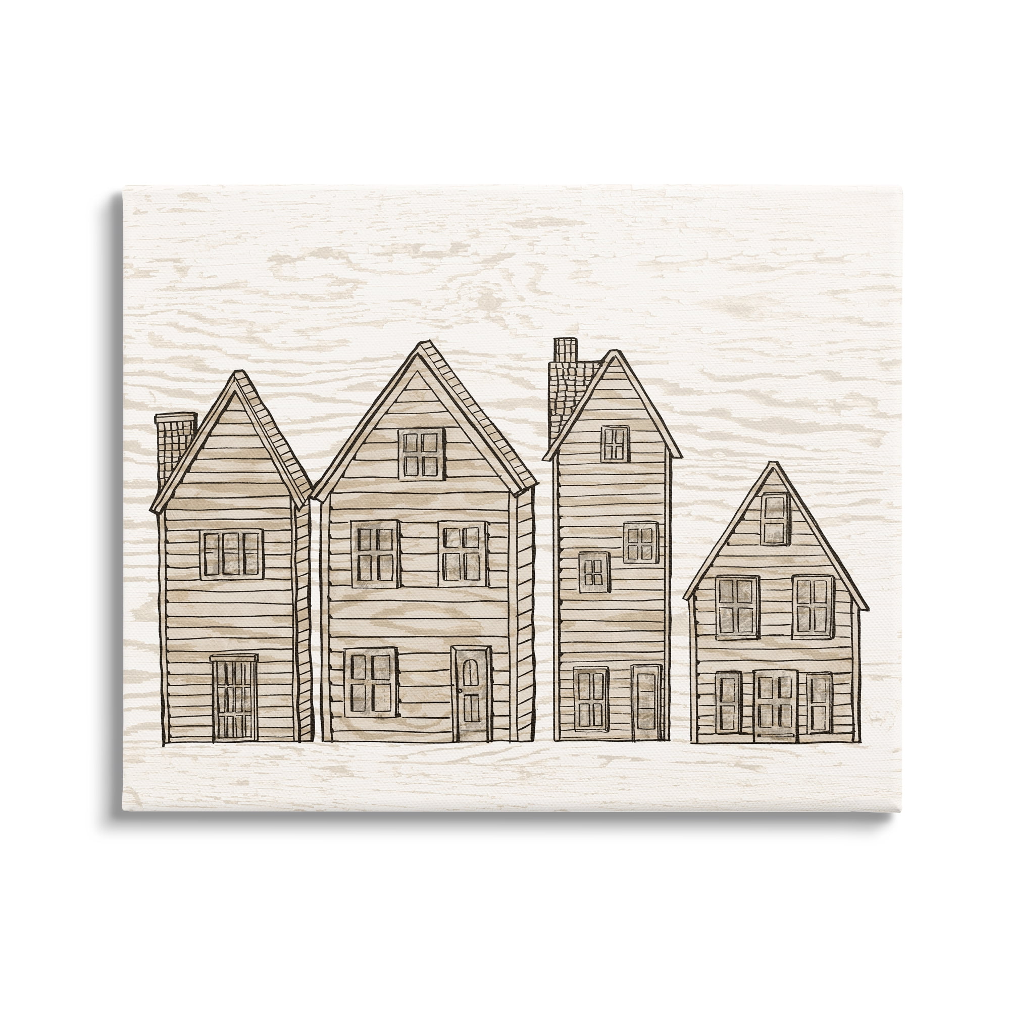 Stupell Industries Varied Neighborhood Houses Art for Kids Painting Gallery Wrapped Canvas Print Wall Art, 40 x 30