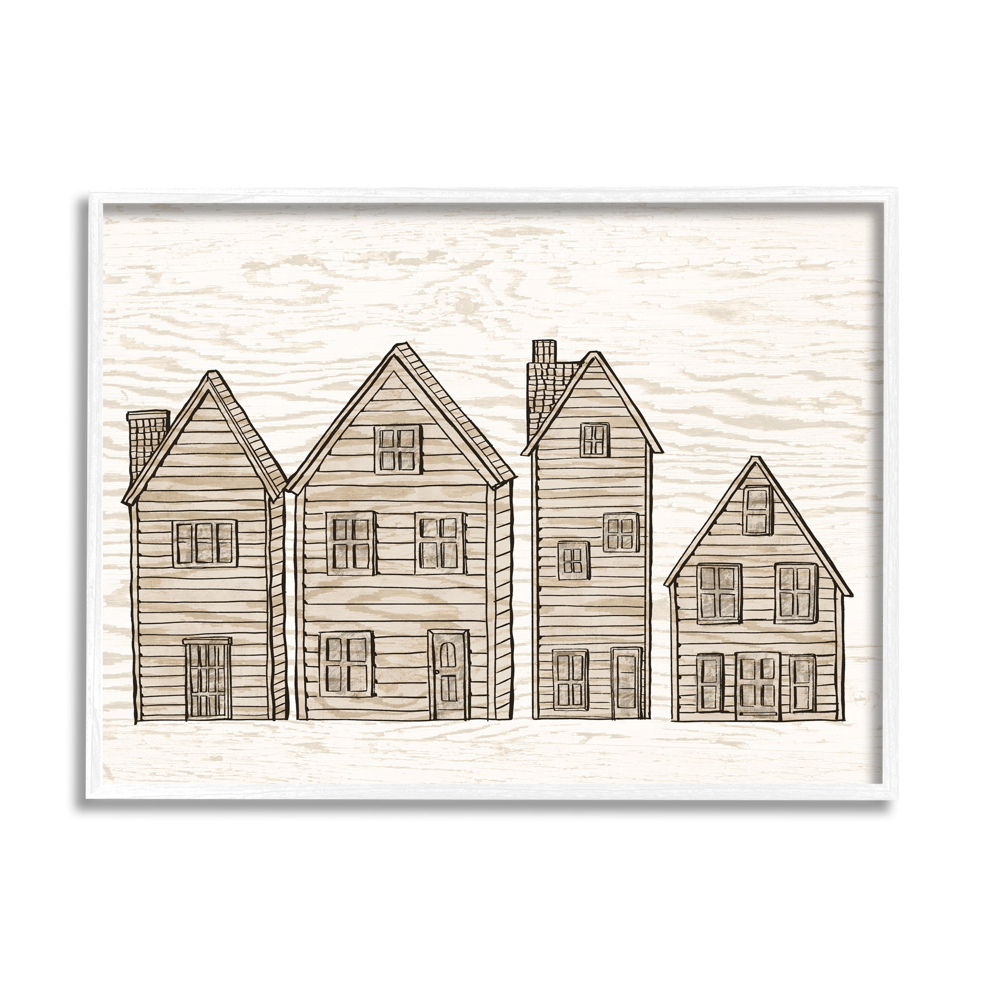 Stupell Industries Varied Neighborhood Houses Art for Kids Painting White Framed Art Print Wall Art, 14 x 11