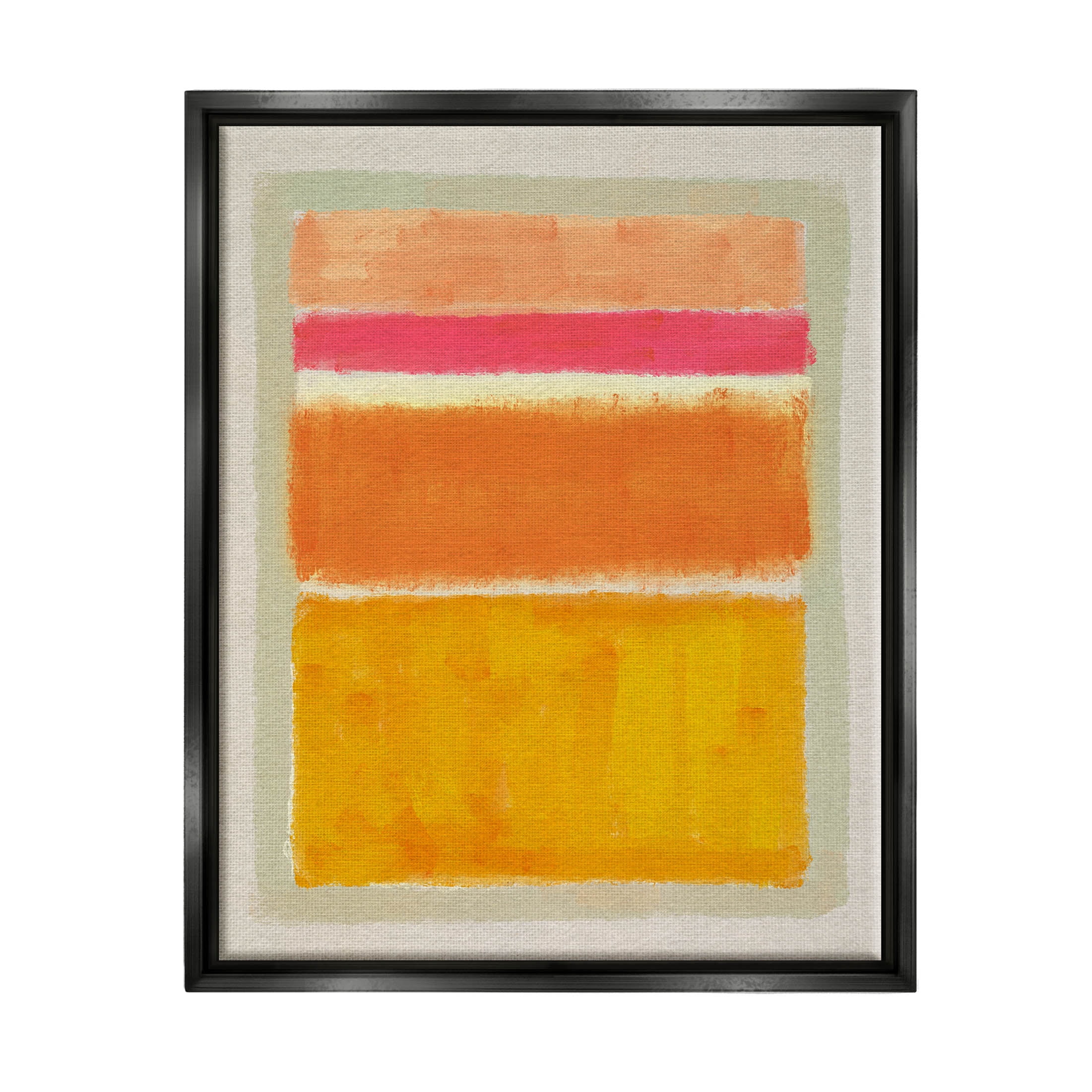 Stupell Industries Varied Orange Stripes Arrangement Painting Jet Black Floating Framed Canvas Print Wall Art, Design by Victoria Barnes