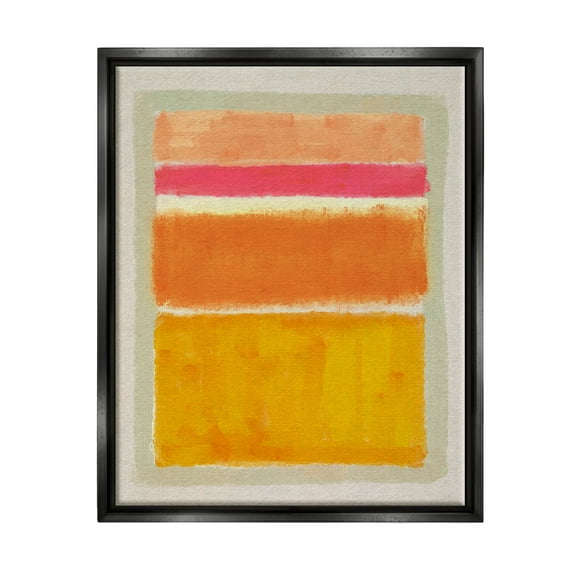 Stupell Industries Varied Orange Stripes Arrangement Painting Jet Black Floating Framed Canvas Print Wall Art, Design by Victoria Barnes